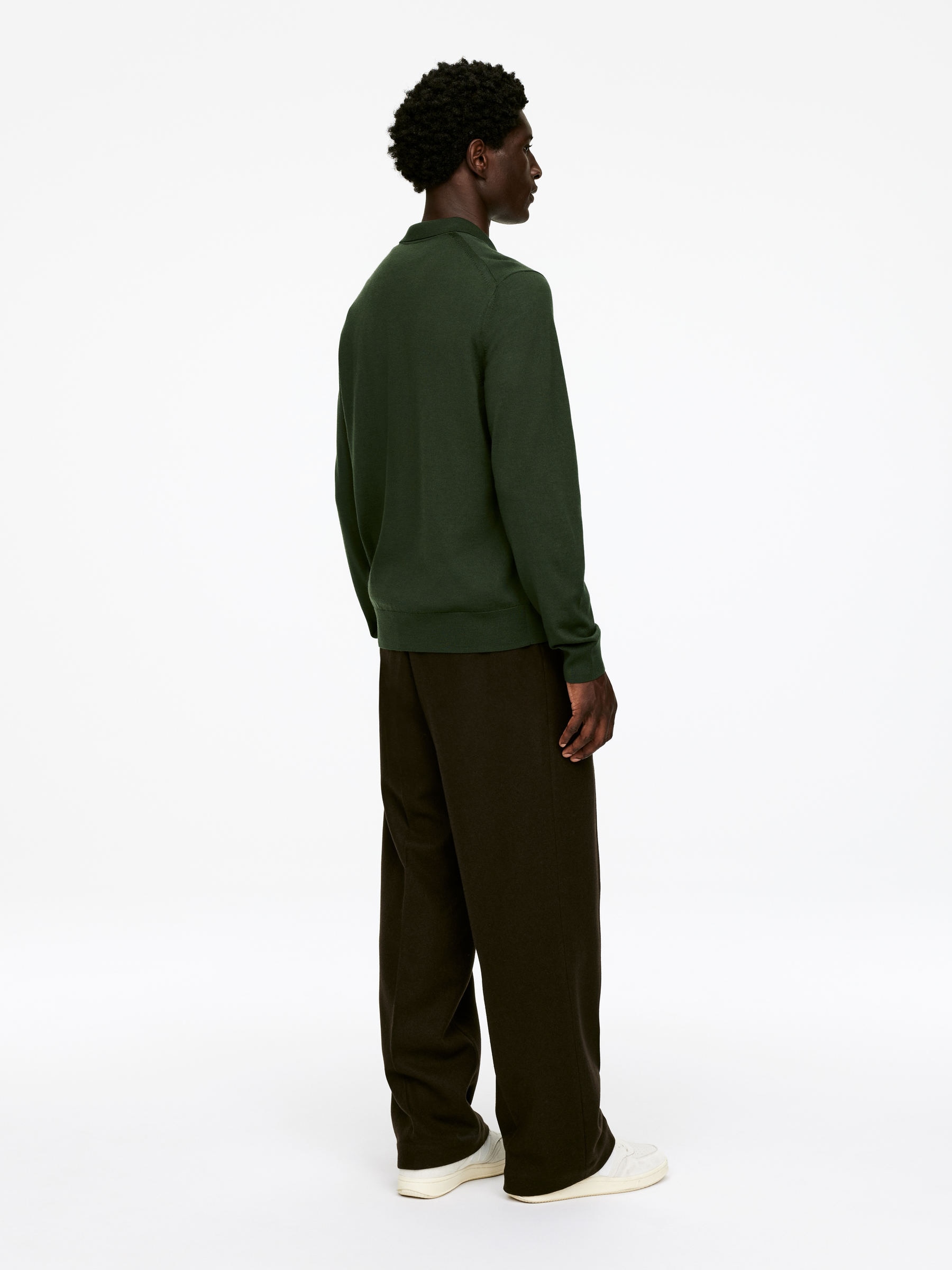 Merino Polo Jumper - Dark Green - Regular fit - Men - StillMedia/Lookbook - 17