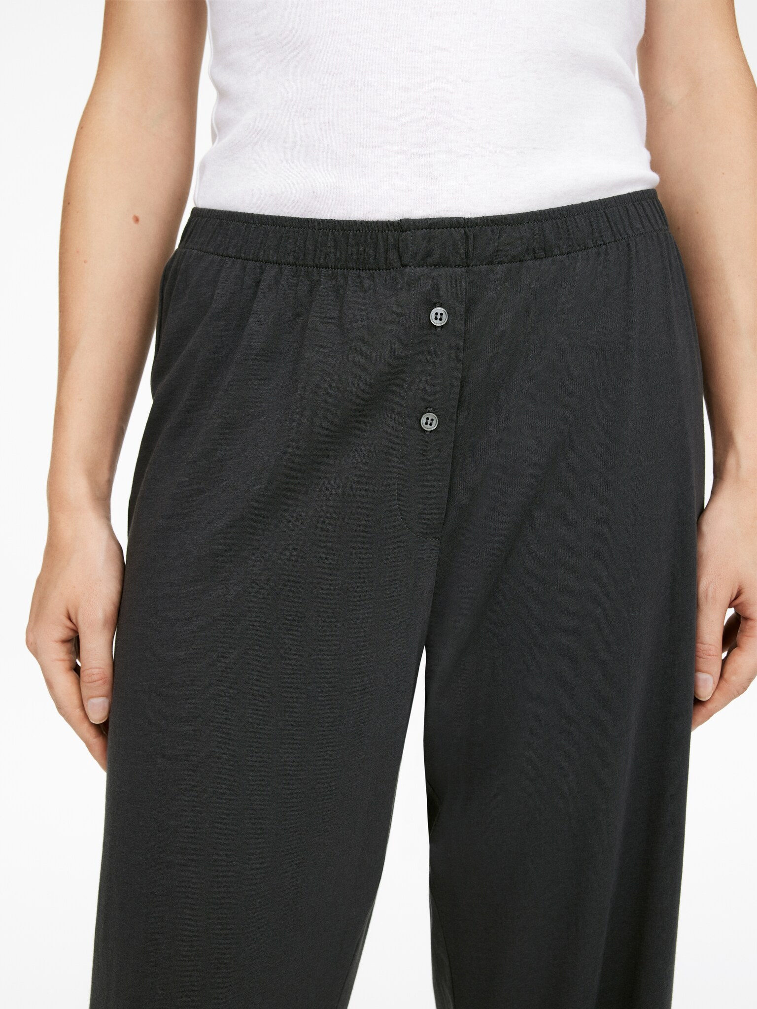 Pantalon drapé en coton mélangé - Gris foncé - 6
