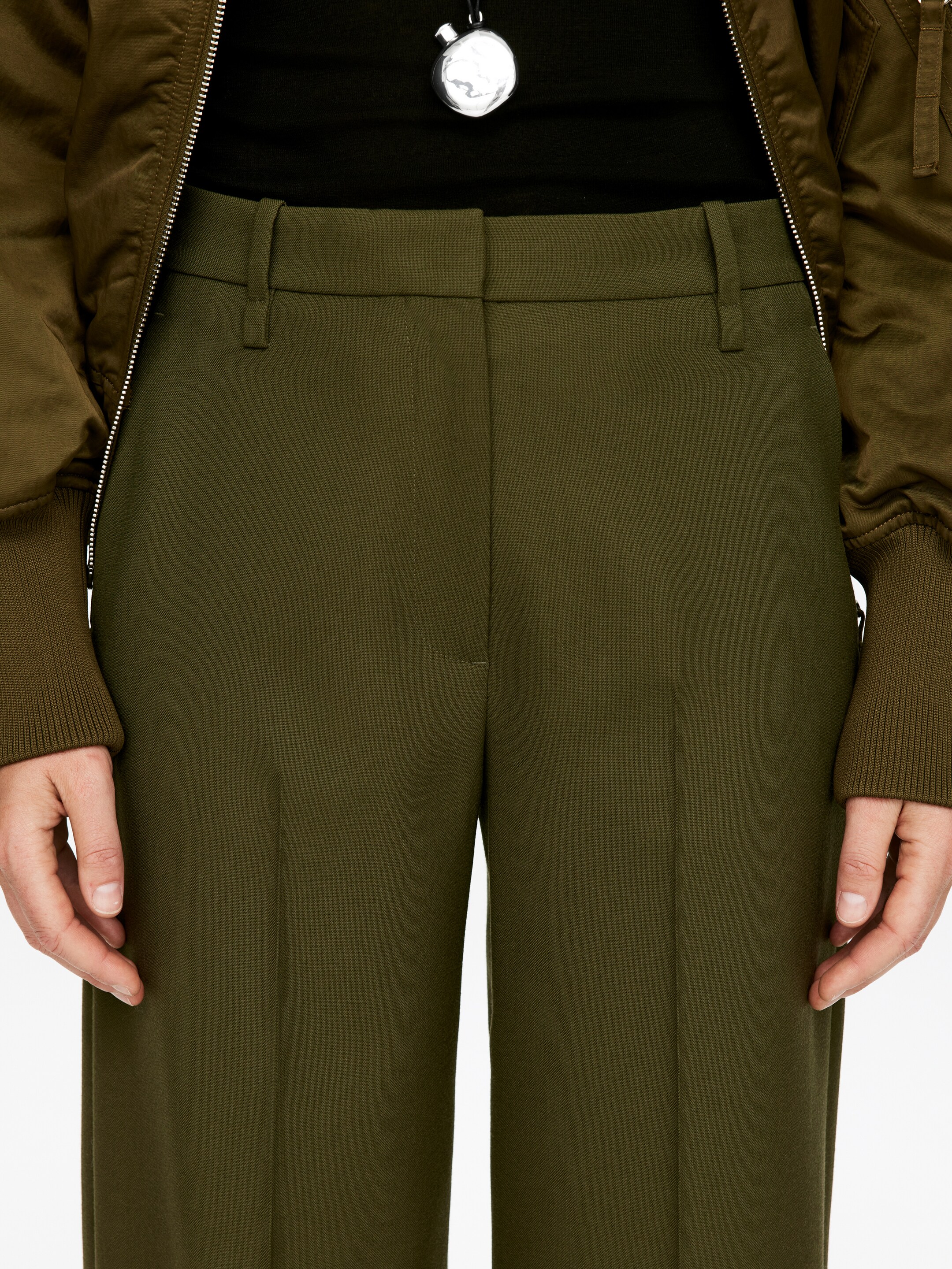 Nagyobb kép megtekintése: Hopsack gyapjúnadrág - Sötétzöld - NŐI | H&M HU 2