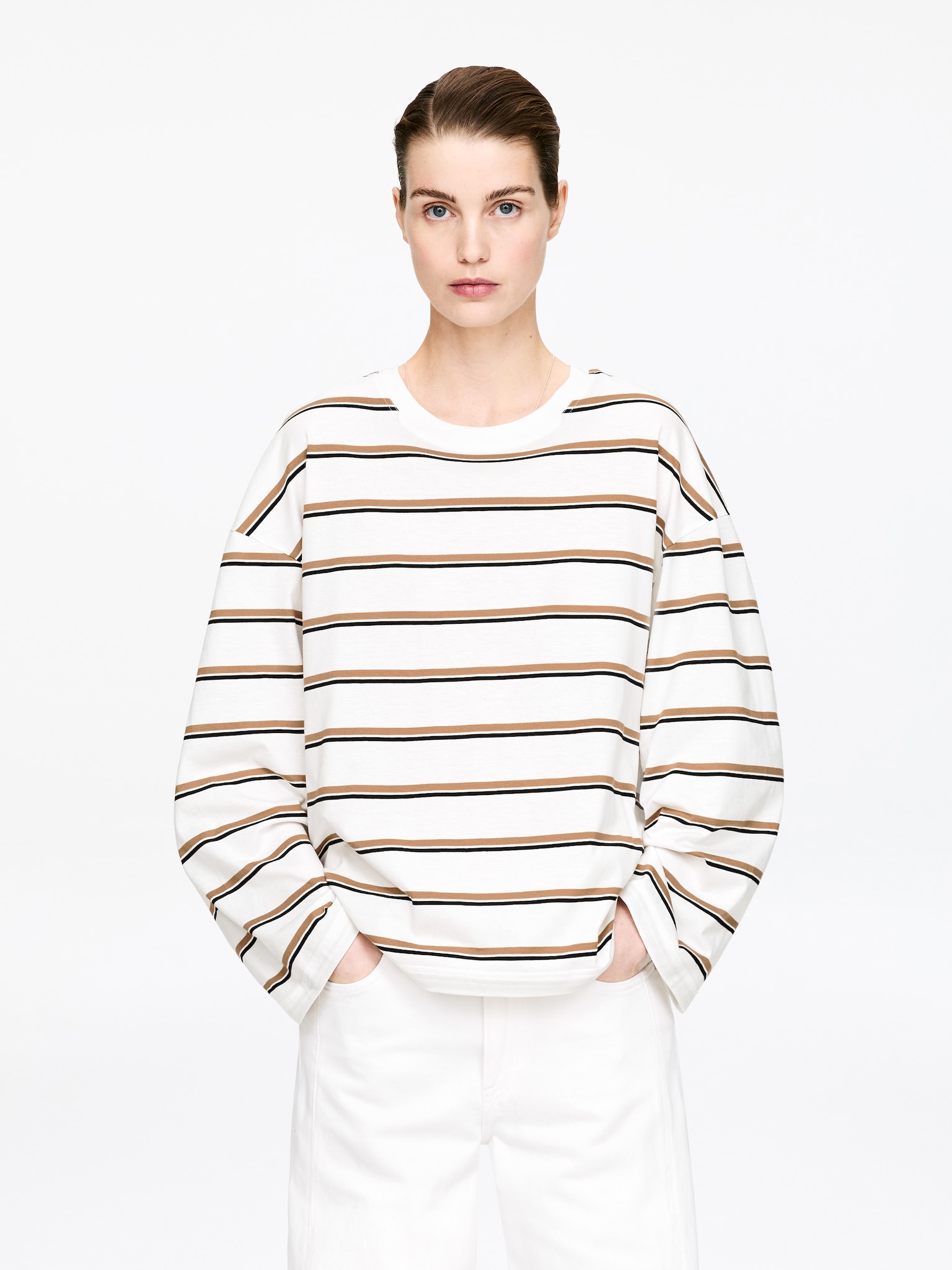 Oversized T-shirt met lange mouwen - Wit/veelkleurig/Turkoois/Zwart/Wit - 1