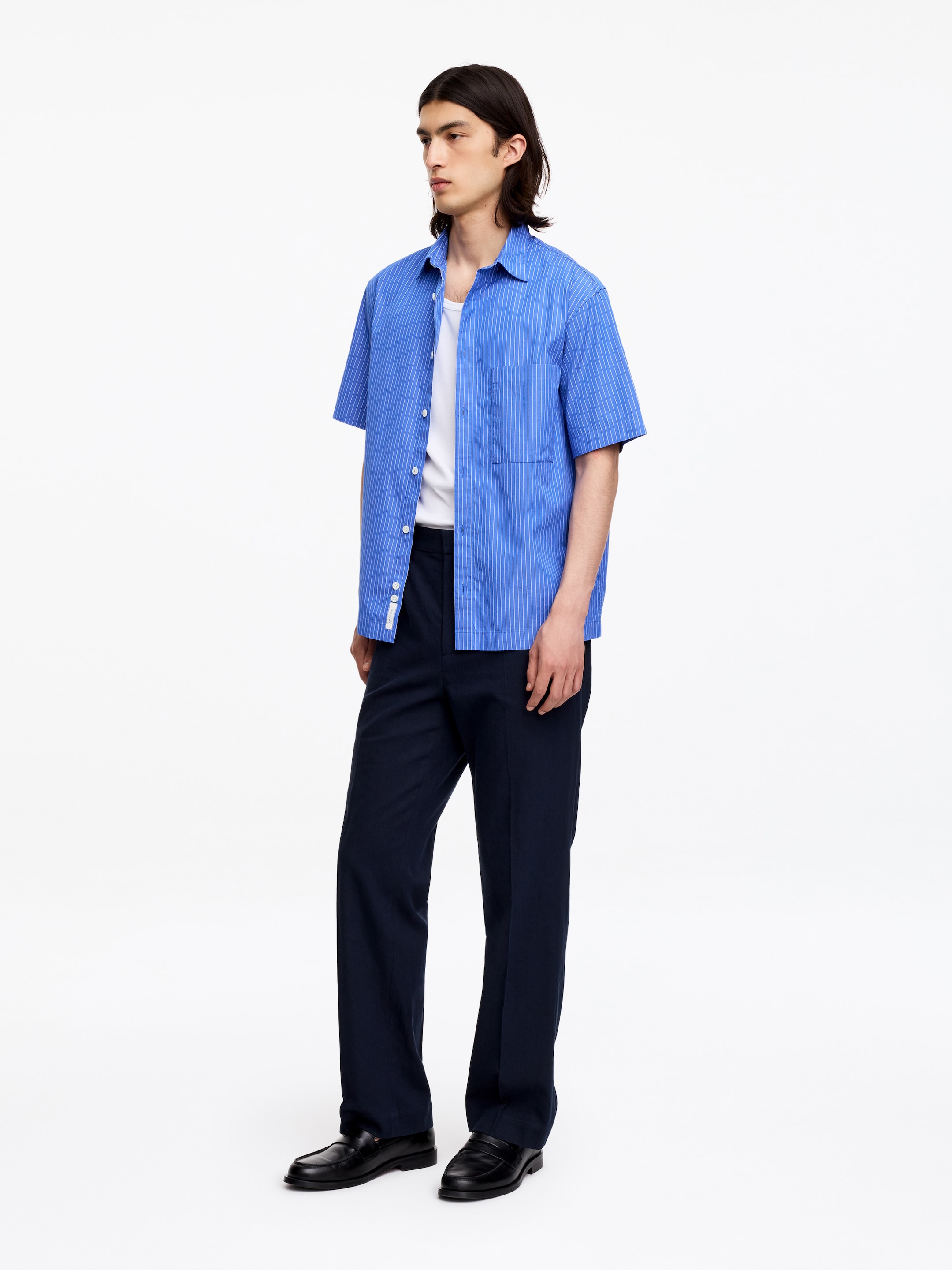 Short-Sleeve Poplin Shirt - Light Blue/Striped - Relaxed fit - Men - StillMedia/Lookbook - 5