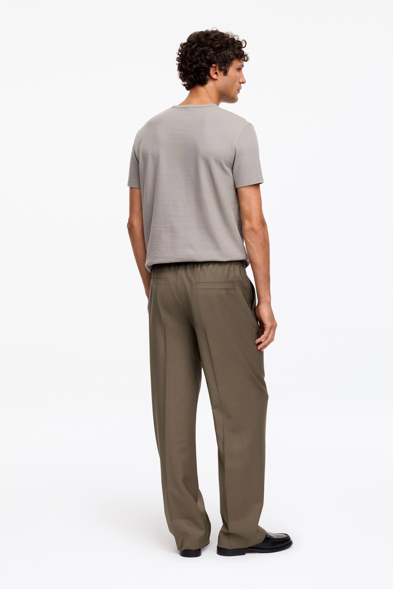 Pantalon ample à enfiler - Taupe/Noir - 4