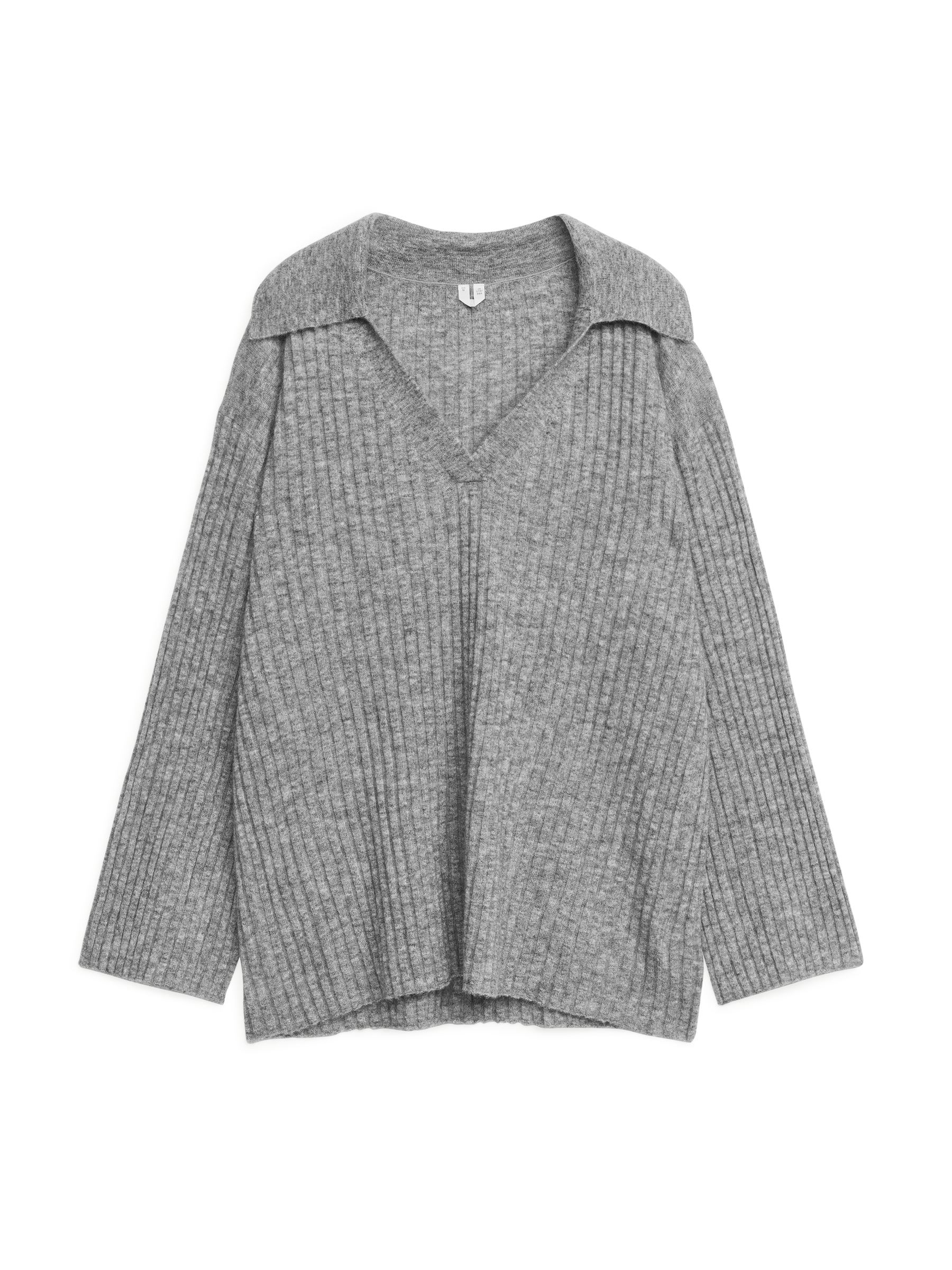 Knitted Alpaca Blend Jumper - Grey Melange - Loose fit - Women - StillMedia/DescriptiveStillLife - 1