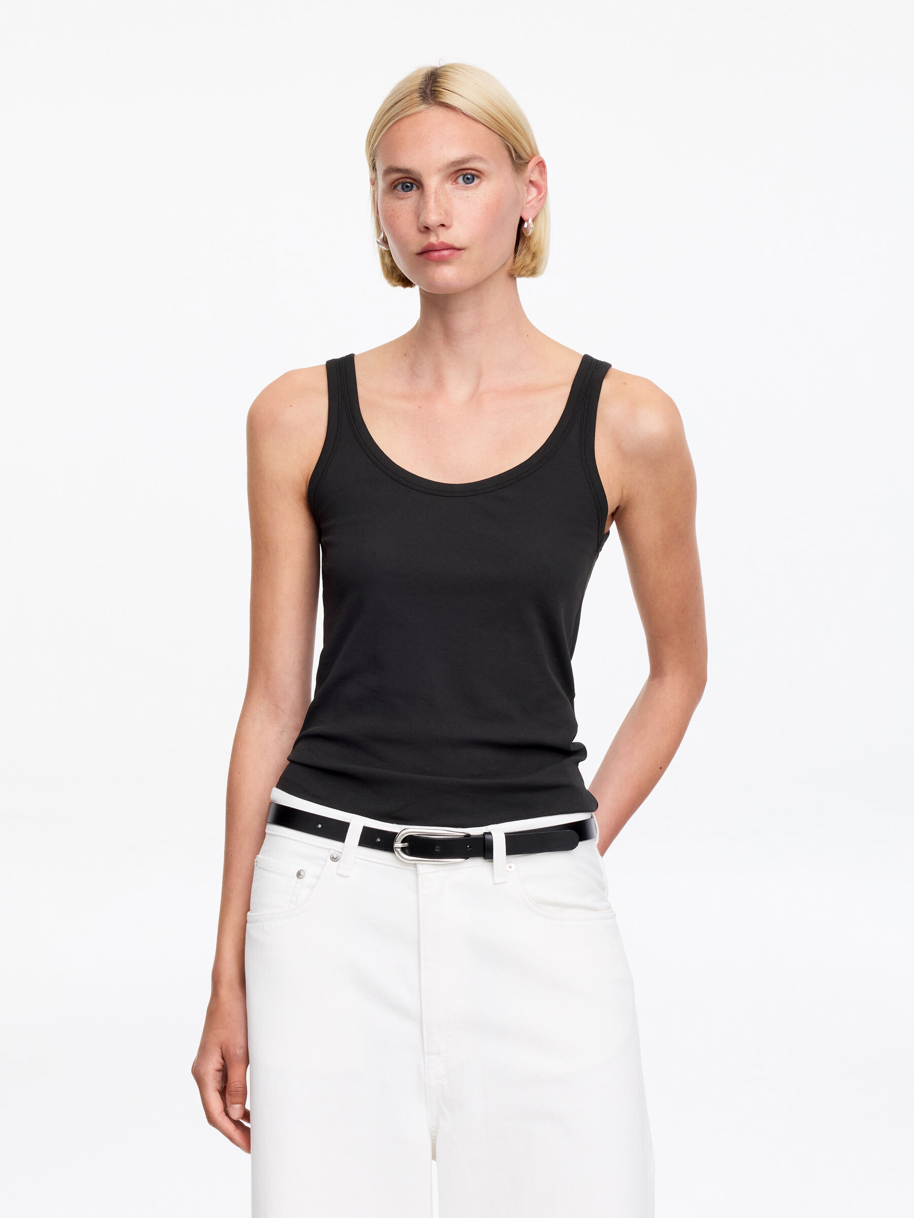 Scoop-Neck Tank Top-#333538-19005