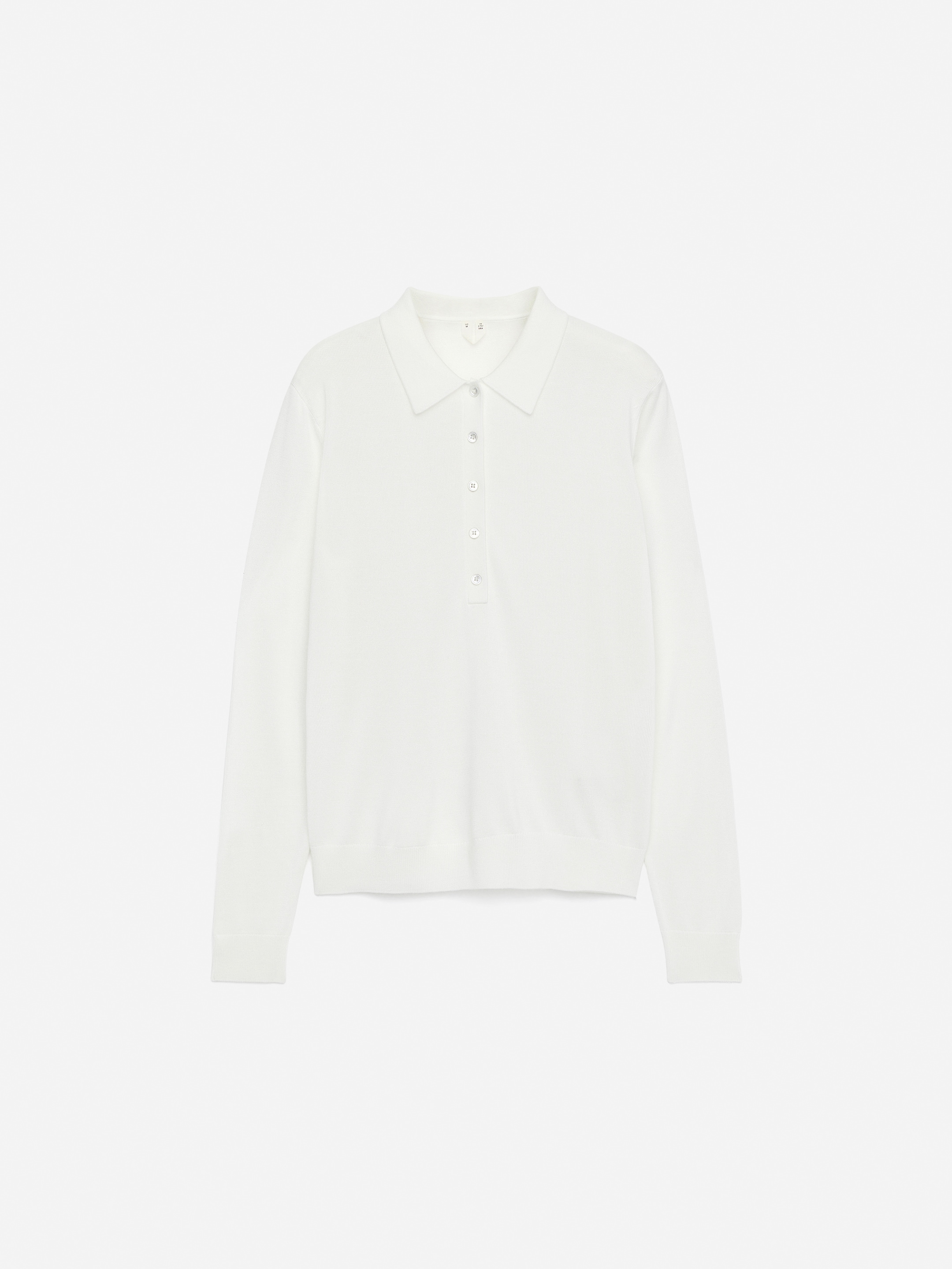 Stickad polo shirt-Vit-15972
