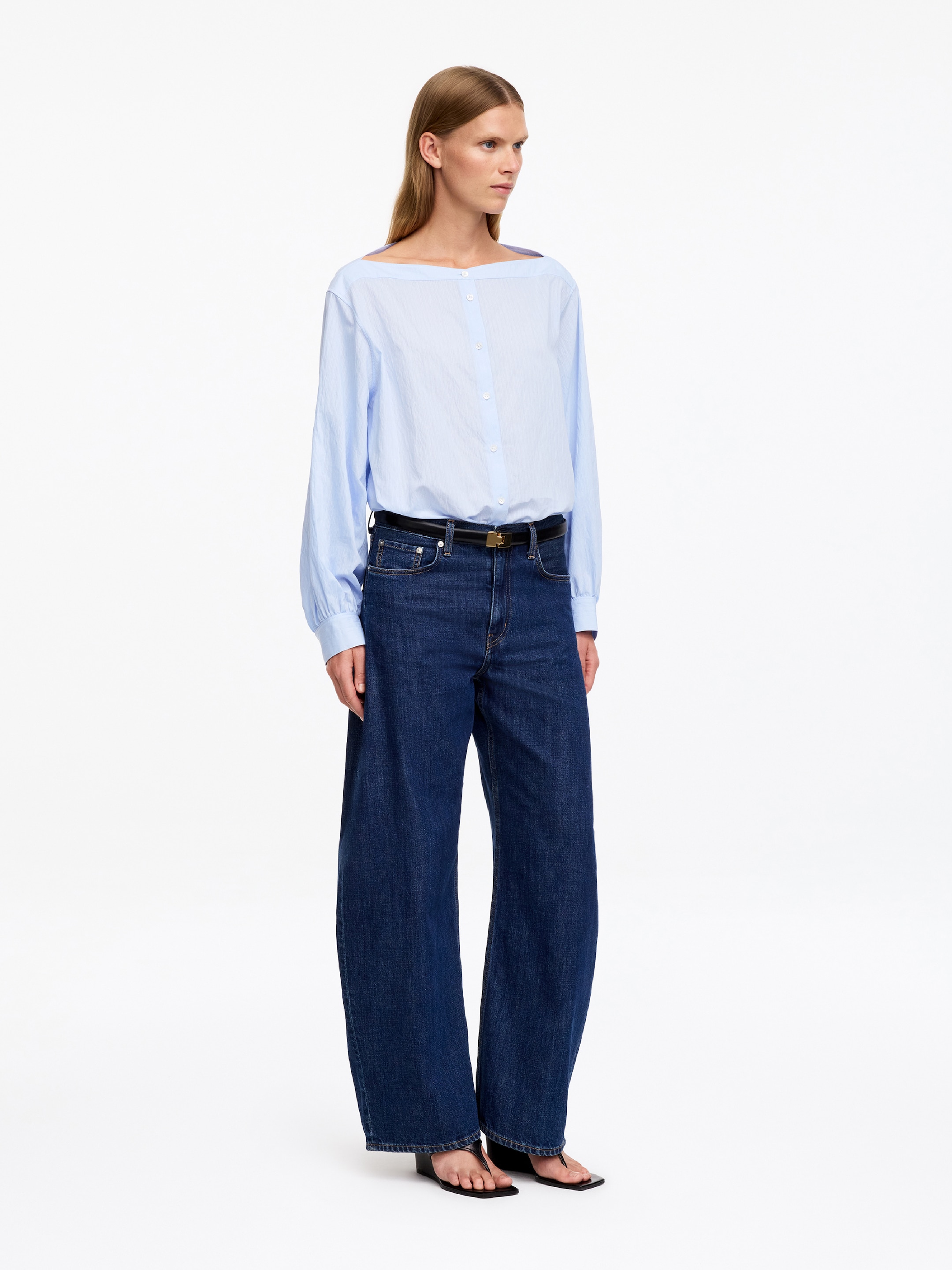 Boat-Neck Cotton Blouse - Light Blue - Regular fit - Women - StillMedia/Lookbook - 4
