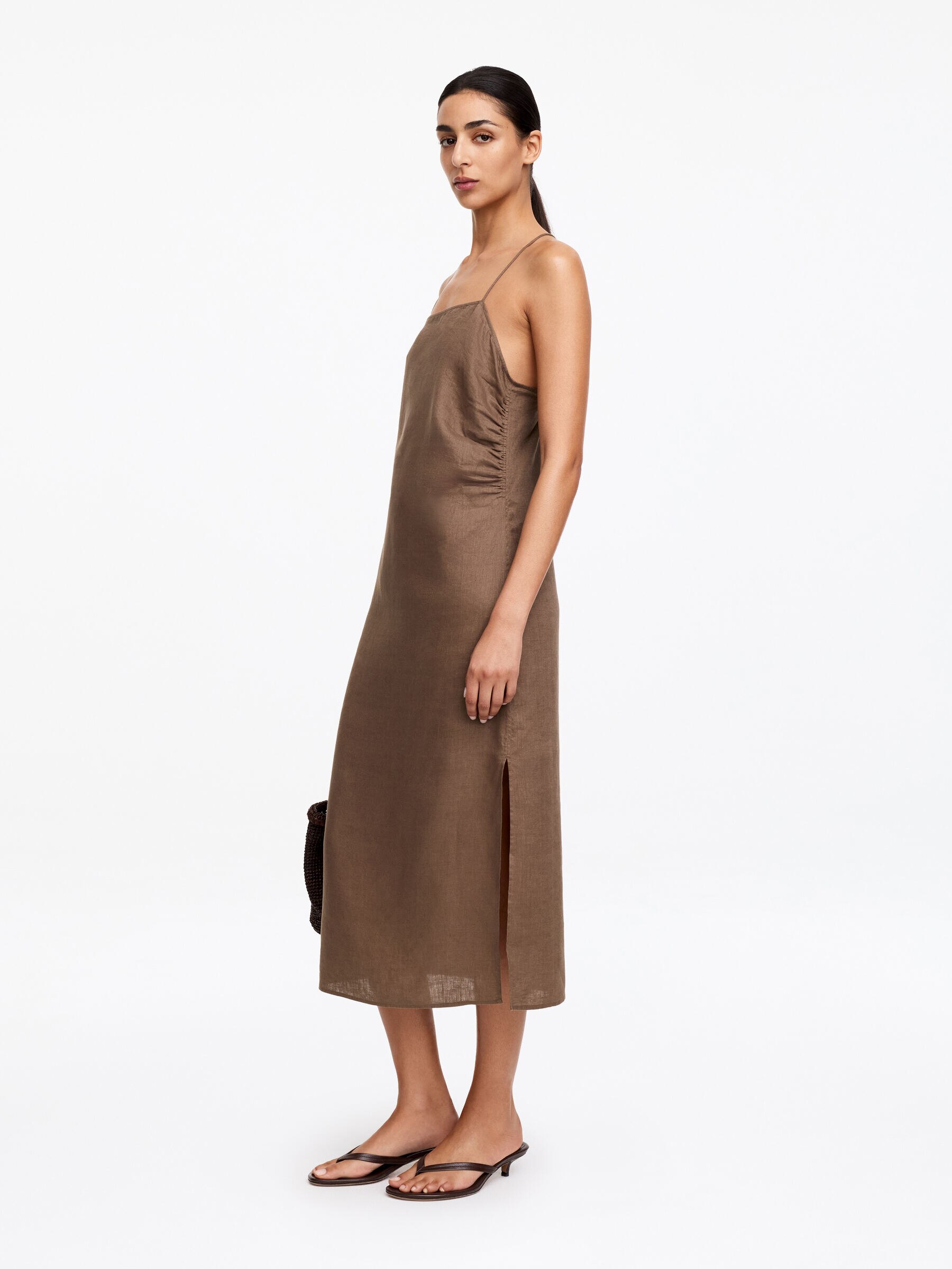 Linen Midi Dress - Mole - Slim fit - Women - StillMedia/Lookbook - 2