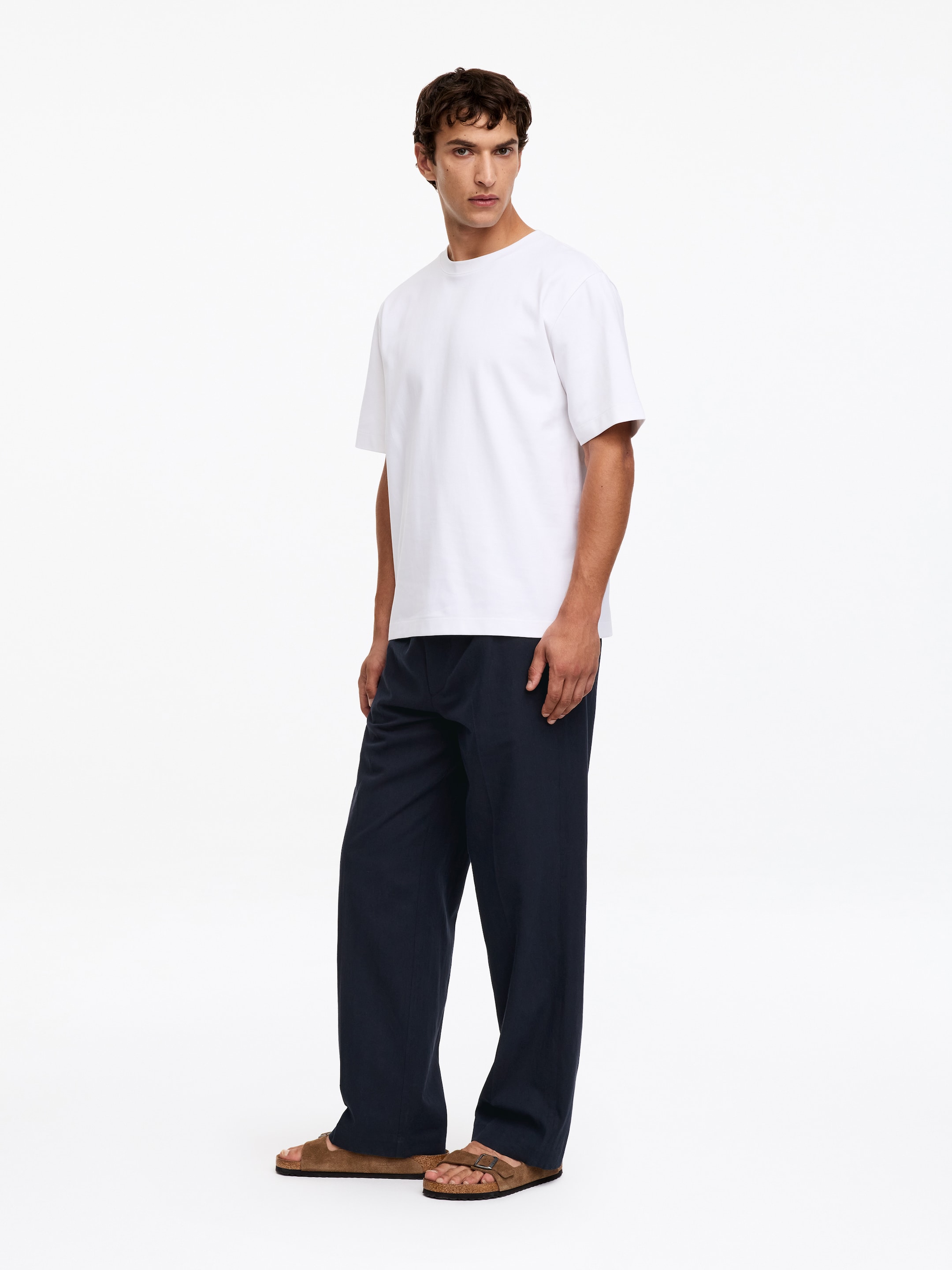 Loose Linen Blend Trousers - Dark Blue - Loose fit - Men - StillMedia/Lookbook - 9
