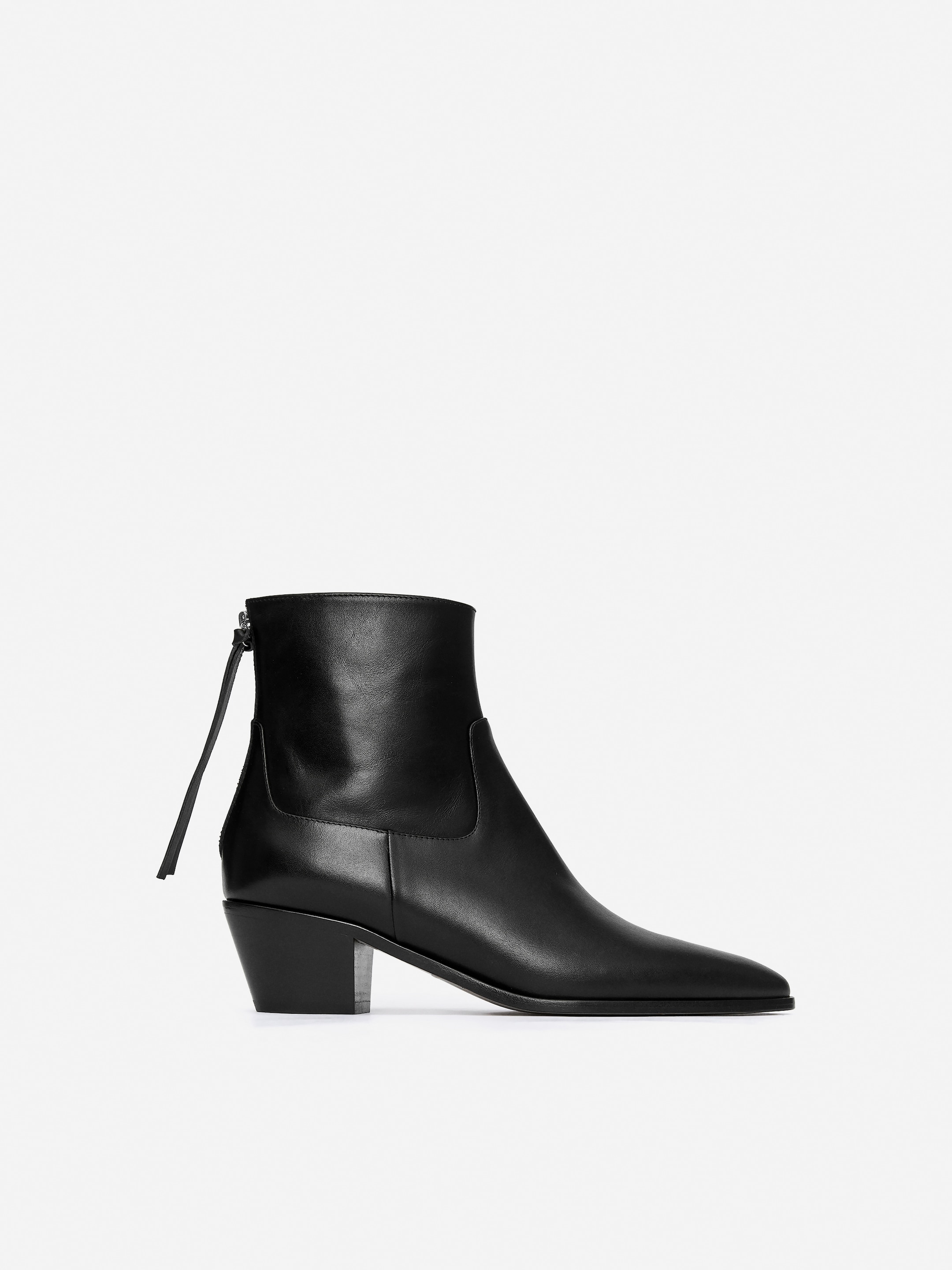 Leather Ankle Boots-Black-16064