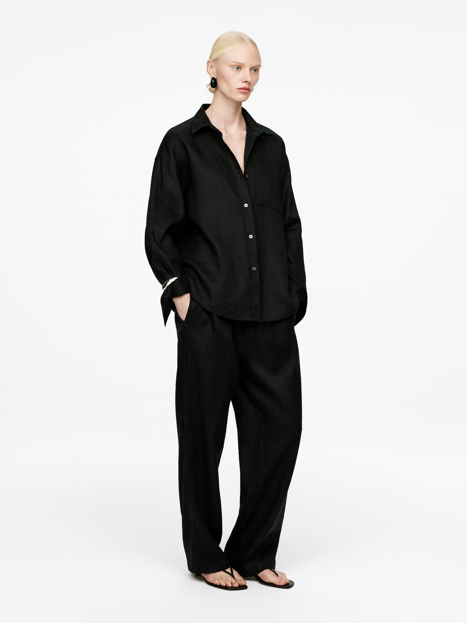 Linen Shirt - Black - 6