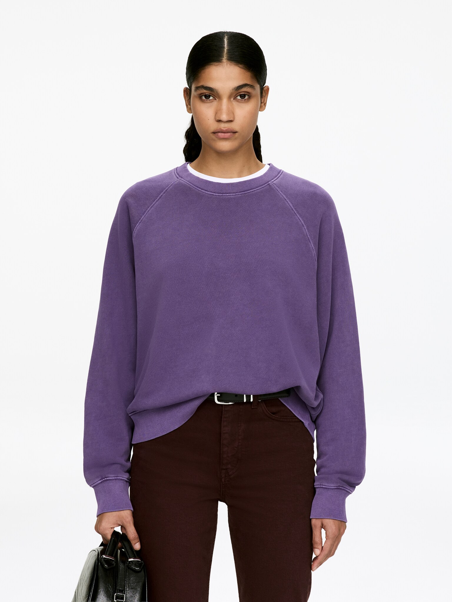 Terry Sweatshirt - Purple/Grey Melange/Black/Pink/Dark Brown/Blue/Dark Blue