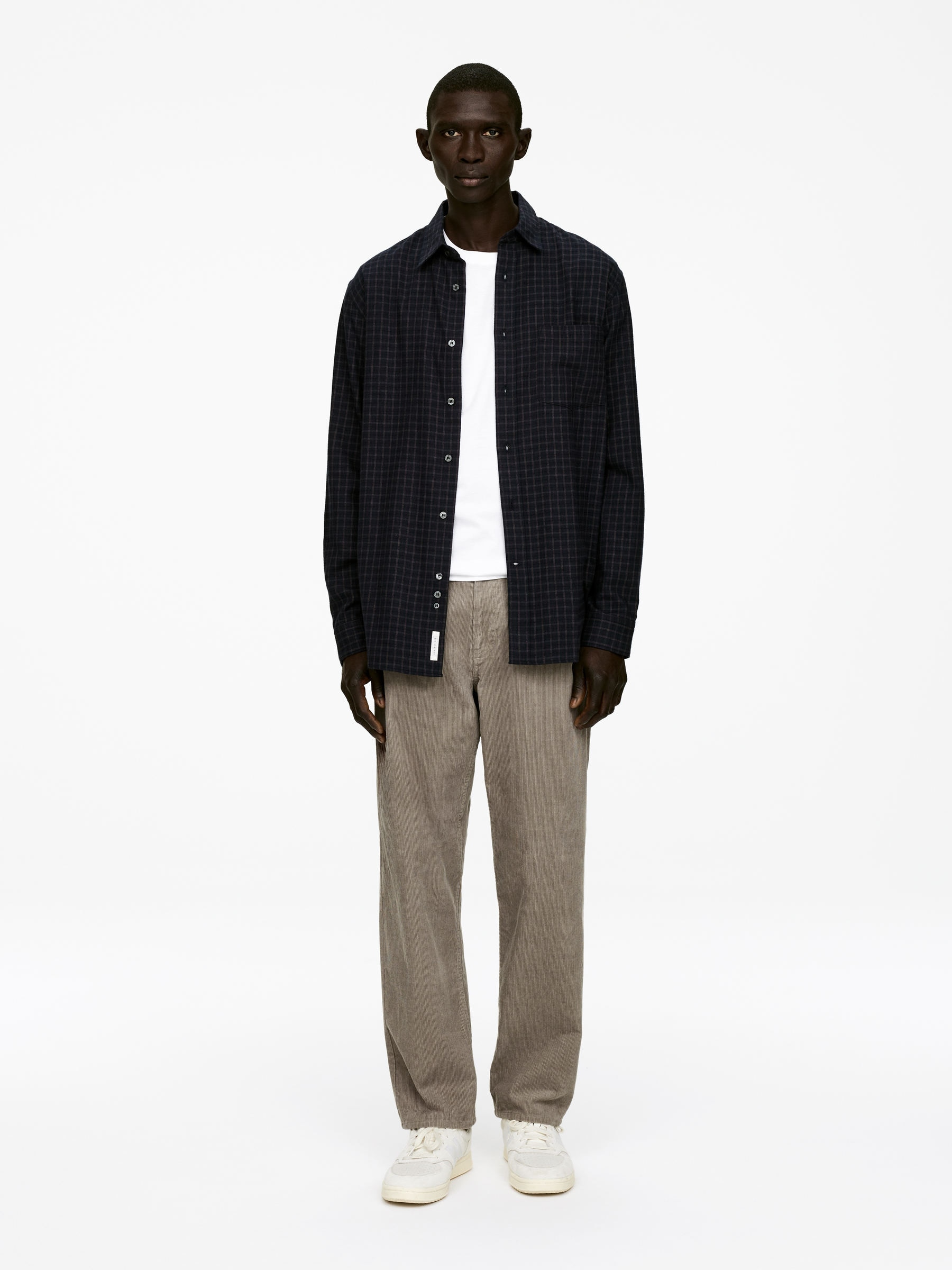 Loose Corduroy Trousers-#8C867E-12153