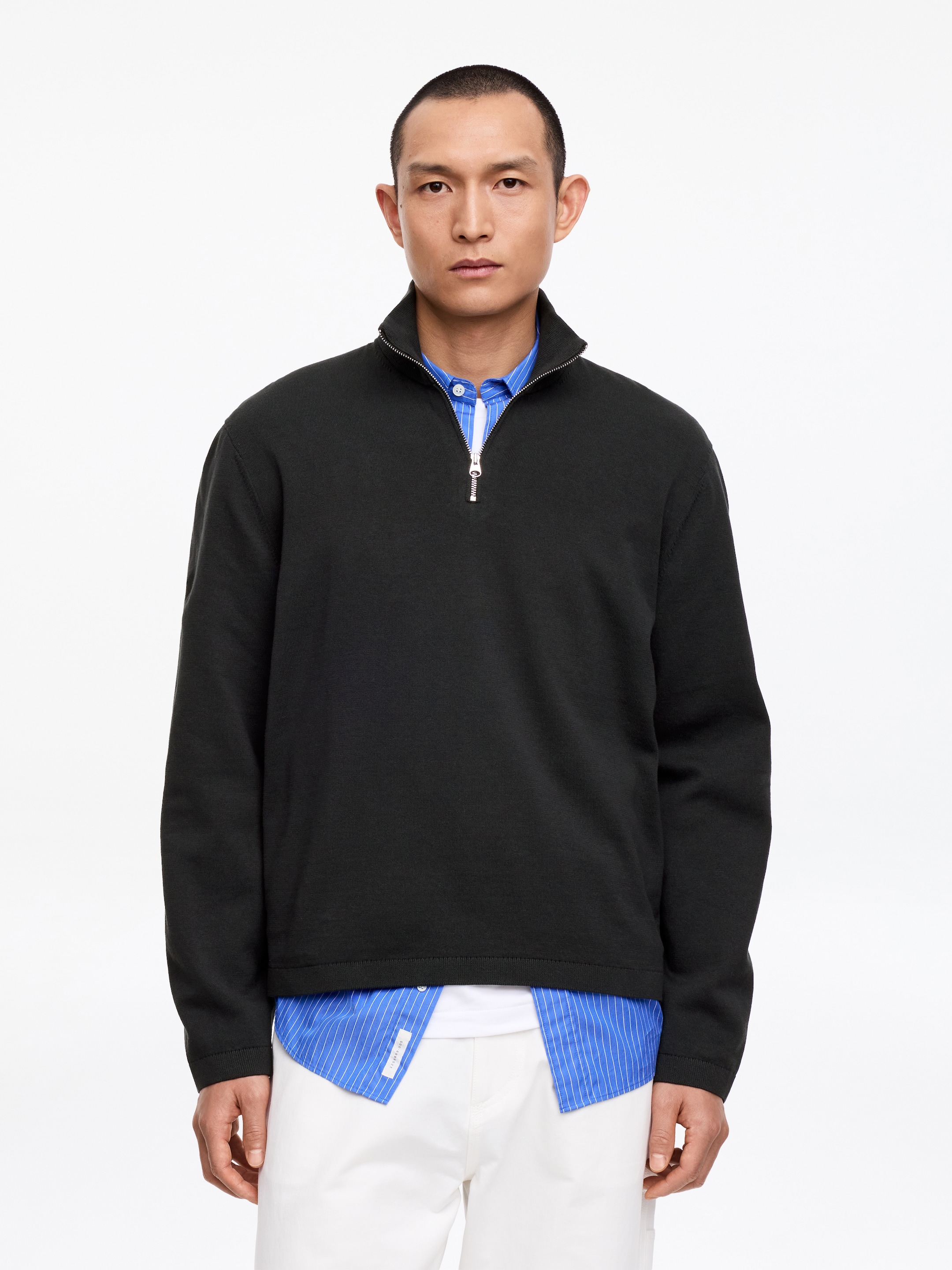 Knitted Half-Zip Jumper-#363638-18222