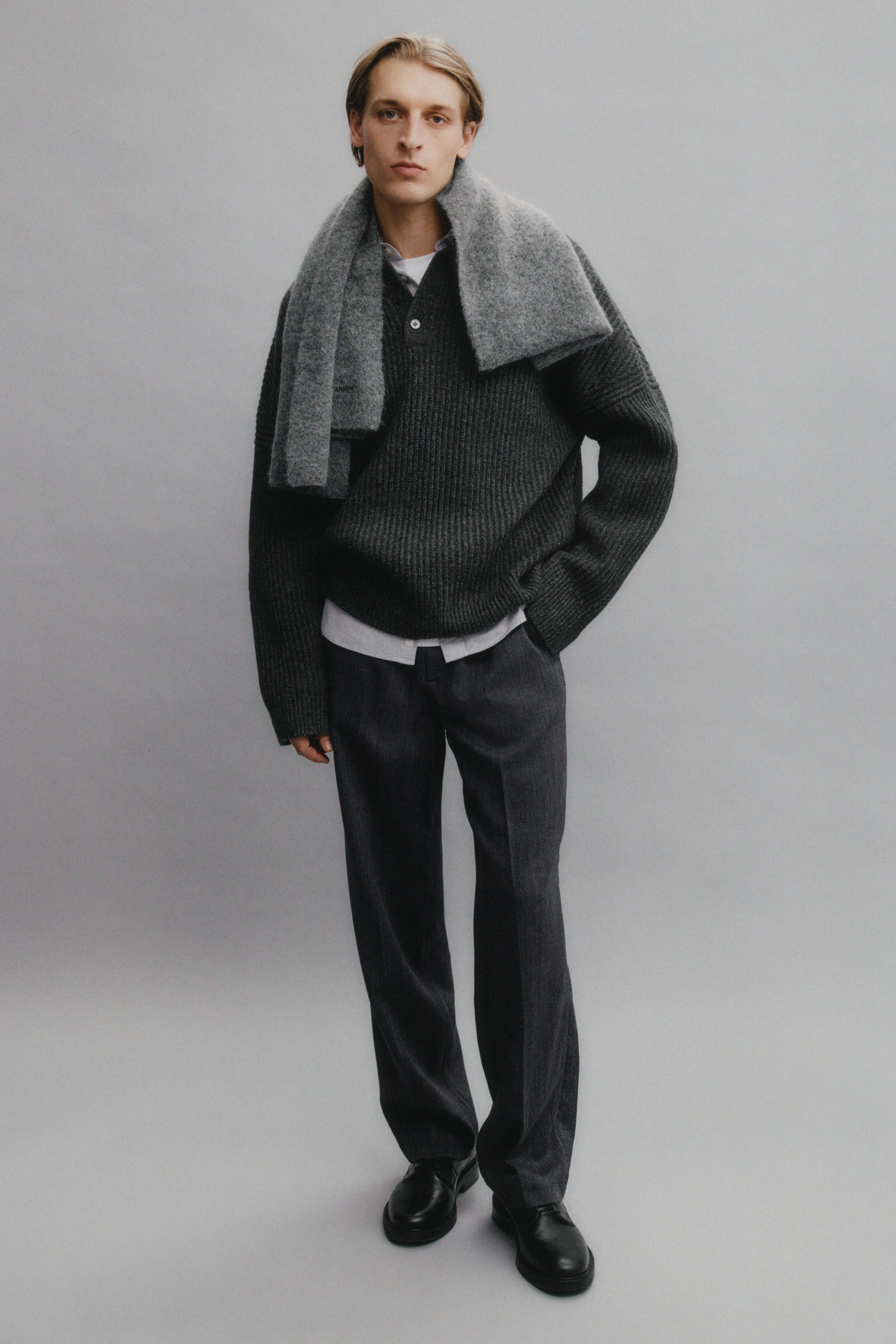 Agrandir l'image: Pull polo en laine - gris - HOMME | H&M BE 1