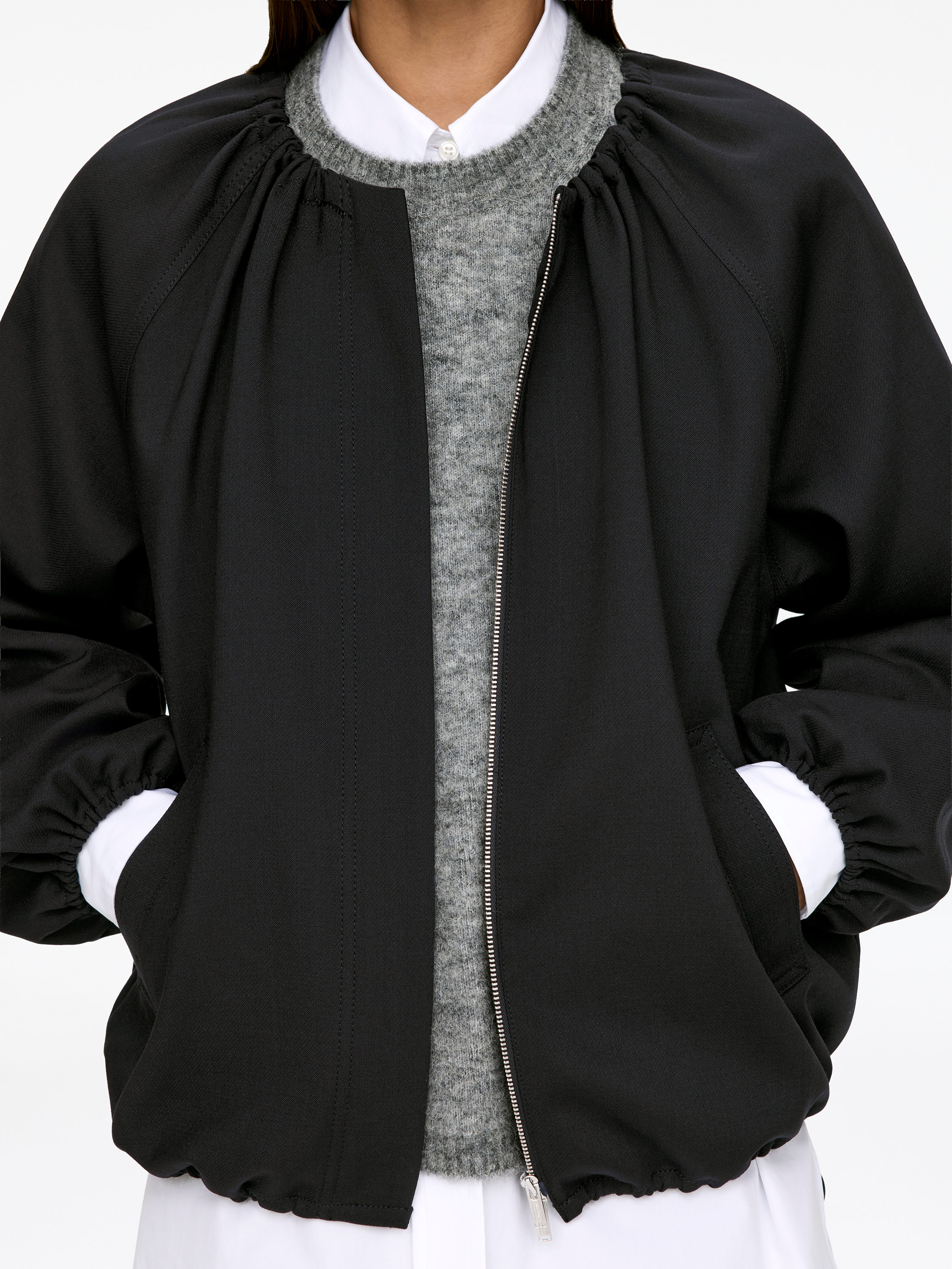 Bubble-Hem Jacket - Black - Relaxed fit - Women - StillMedia/Lookbook - 4