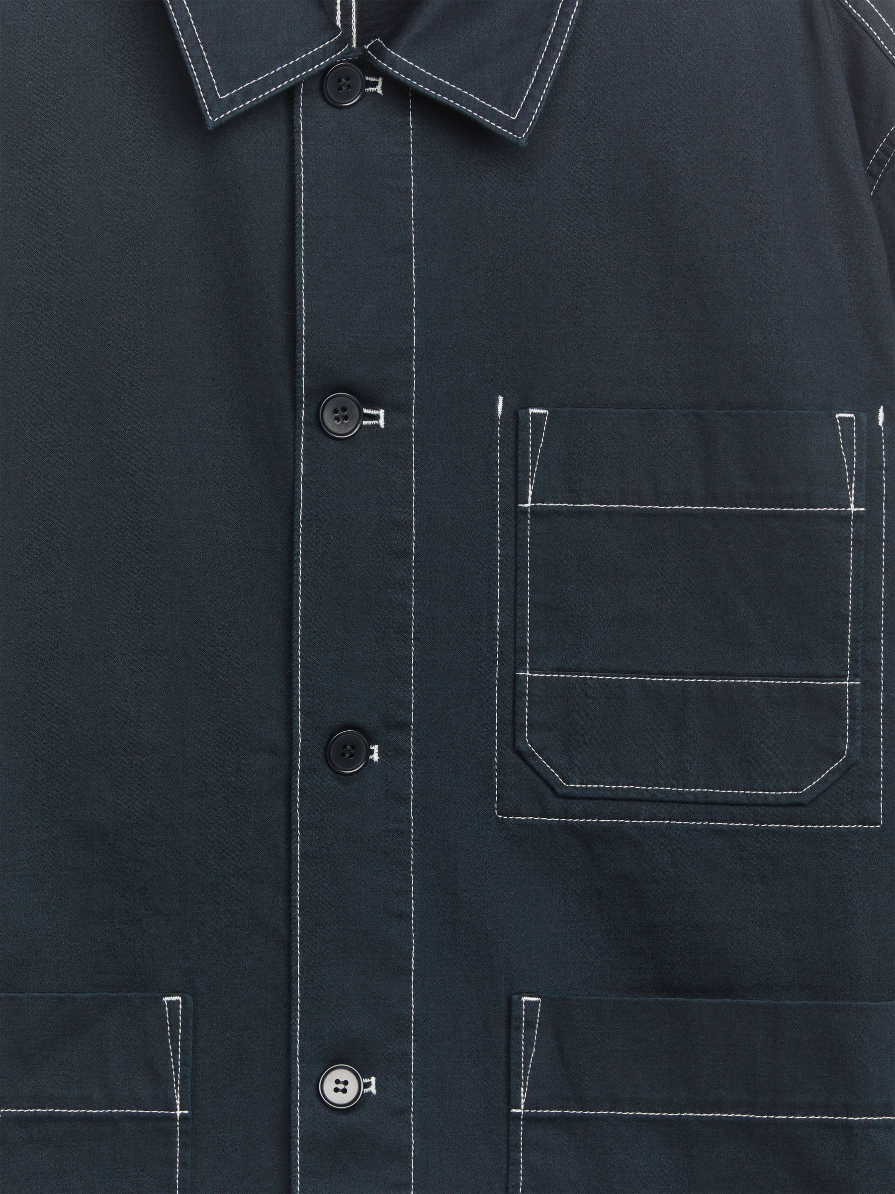 Cotton Satin Overshirt - Dark Blue - Relaxed fit - Men - StillMedia/DescriptiveDetail - 2