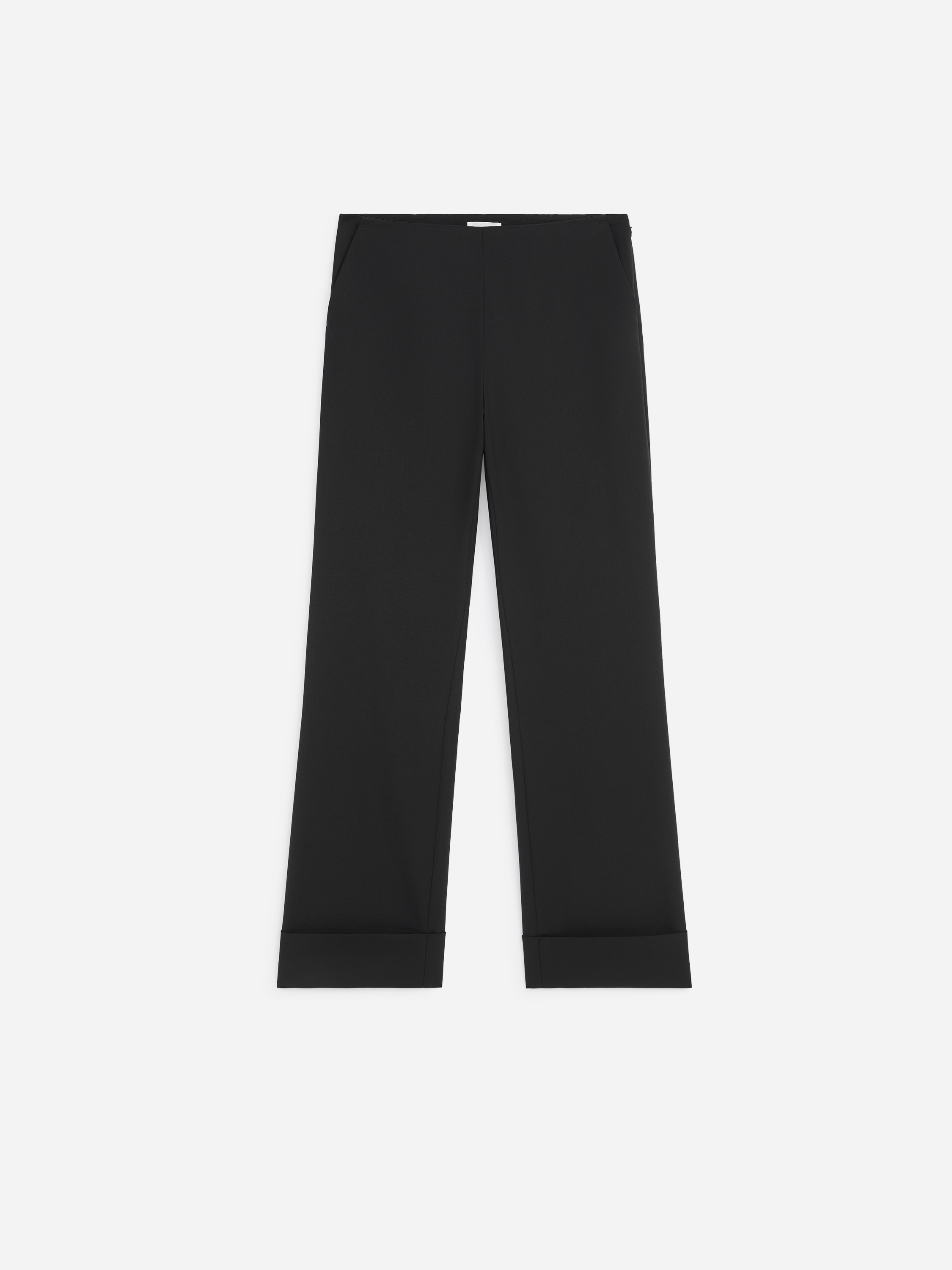 Wool-Blend Fold-Up Trousers - Preto