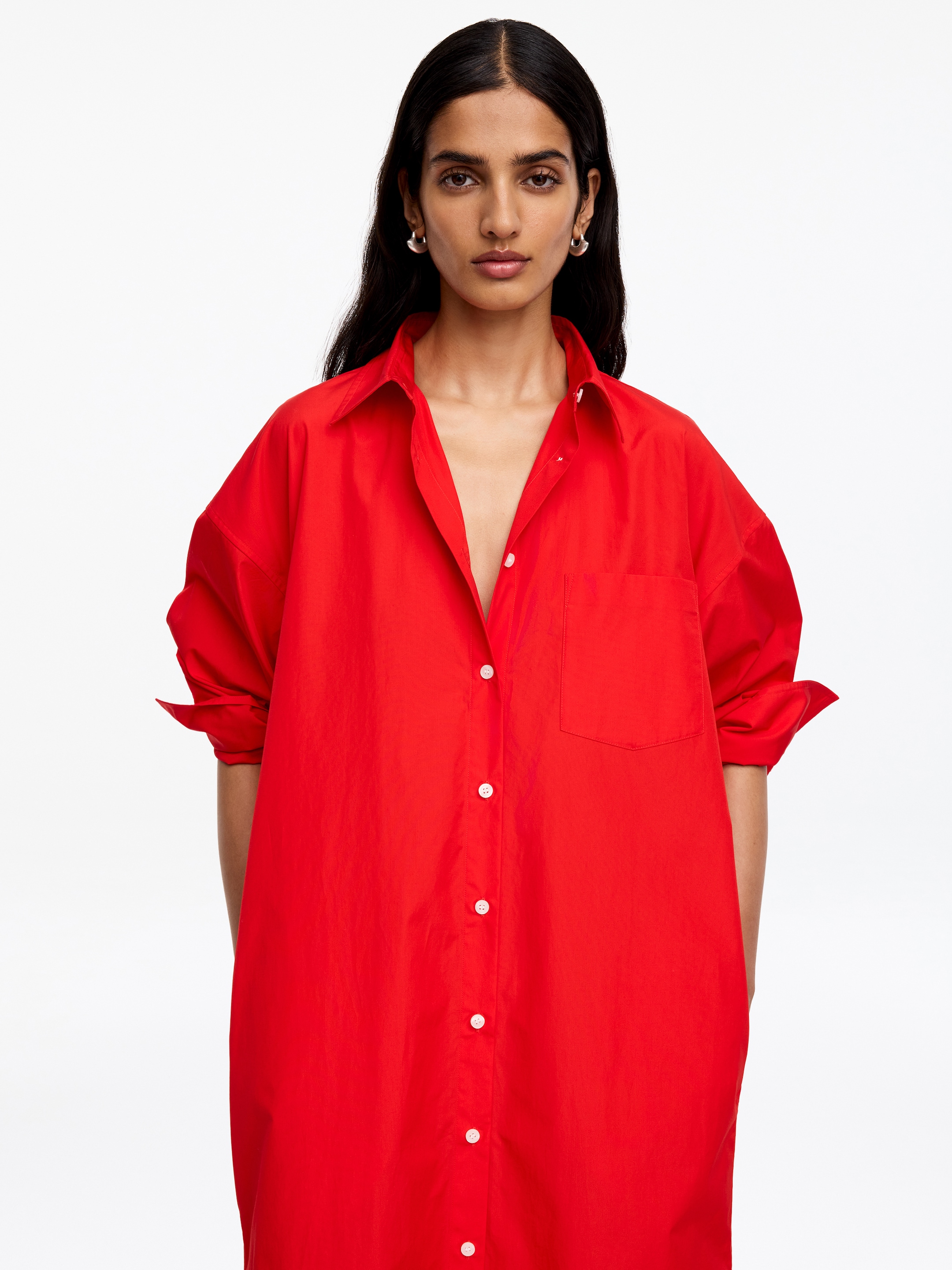 Cotton Shirt Dress - Red - Regular fit - Women - StillMedia/Lookbook - 5