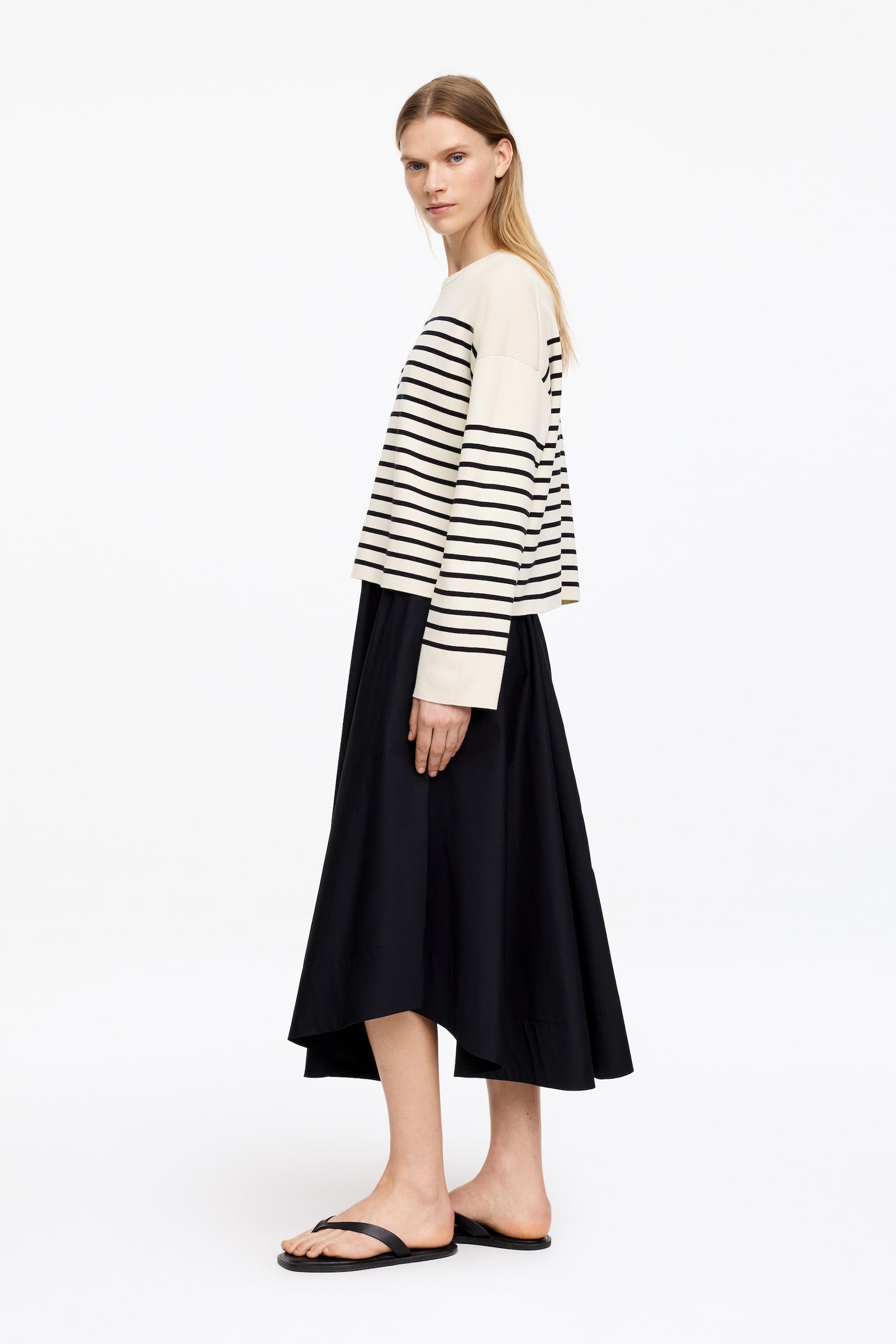 Baumwollpullover -Weiß/Dunkelblau - 3