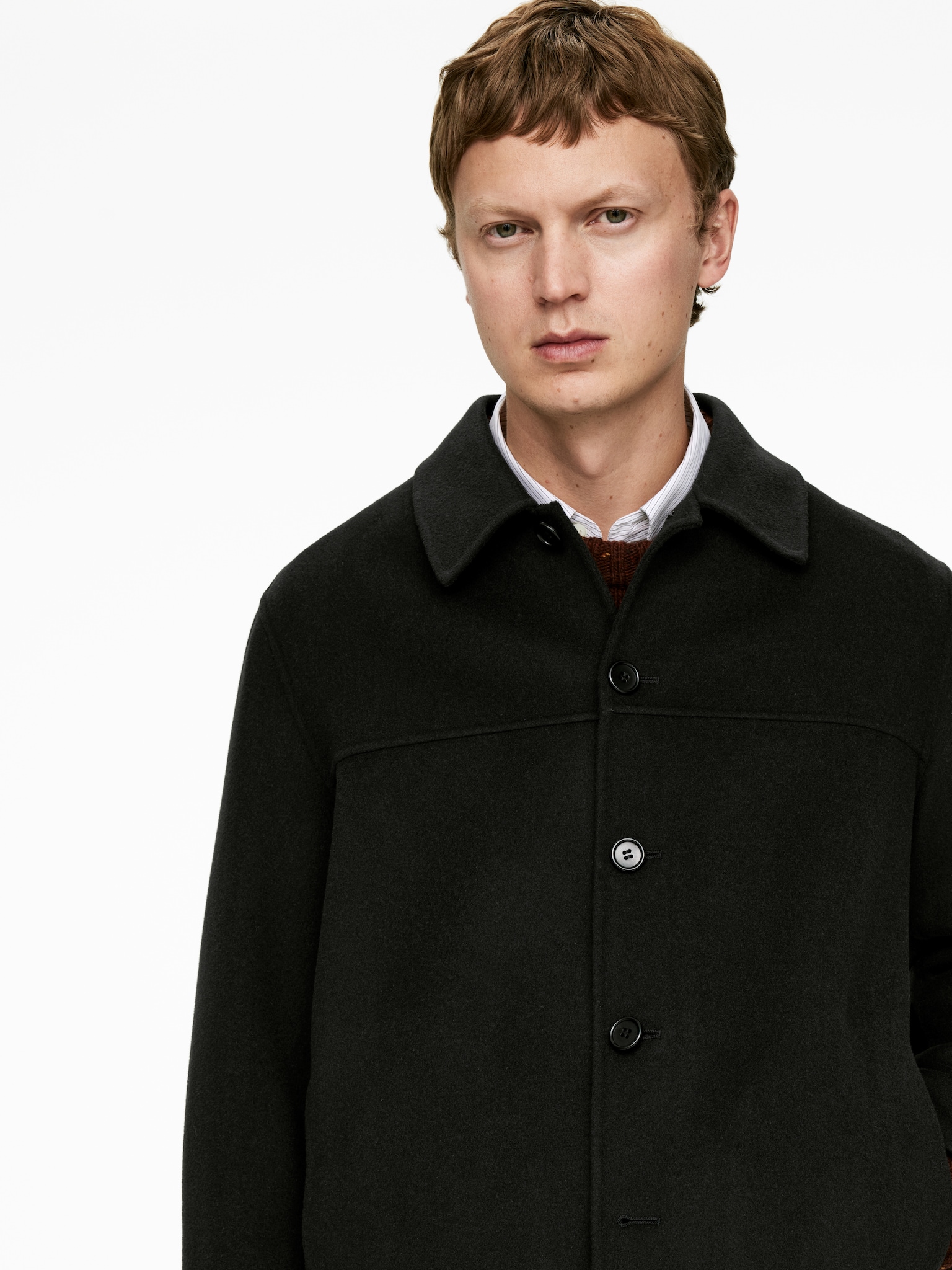 Dubbelvävd ulljacka - Off-black/Mörkblå/Mörkbeige - 4