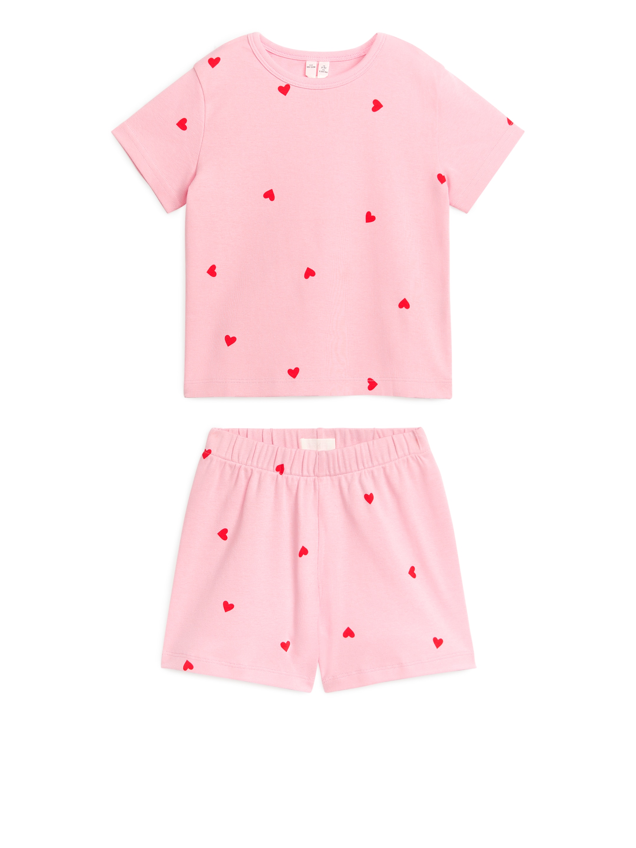 Kort pyjamas i trikå - Rosa/hjärtan - Children - StillMedia/DescriptiveStillLife - 2
