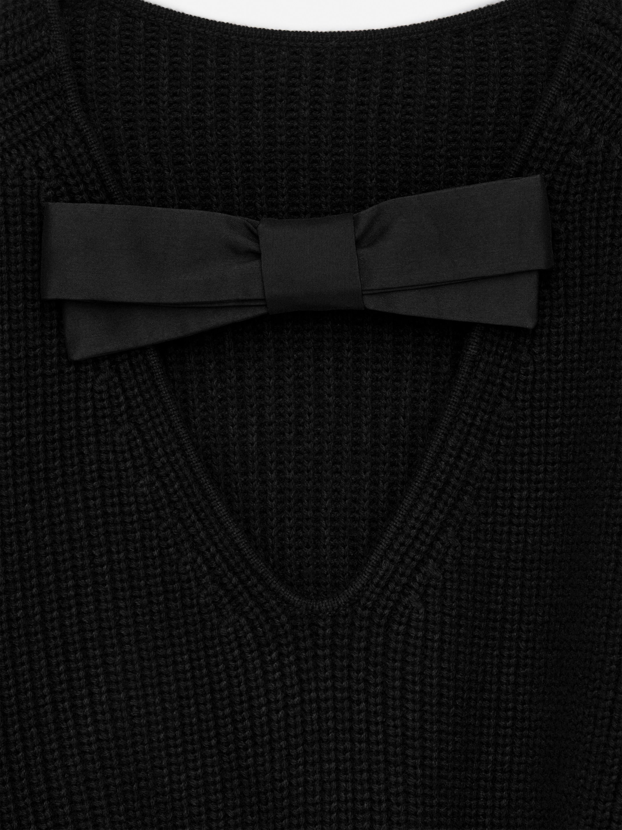 Sweter z wełny i bawełny z kokardą - Czarny - Fason swobodny - Women - StillMedia/DescriptiveDetail - 1
