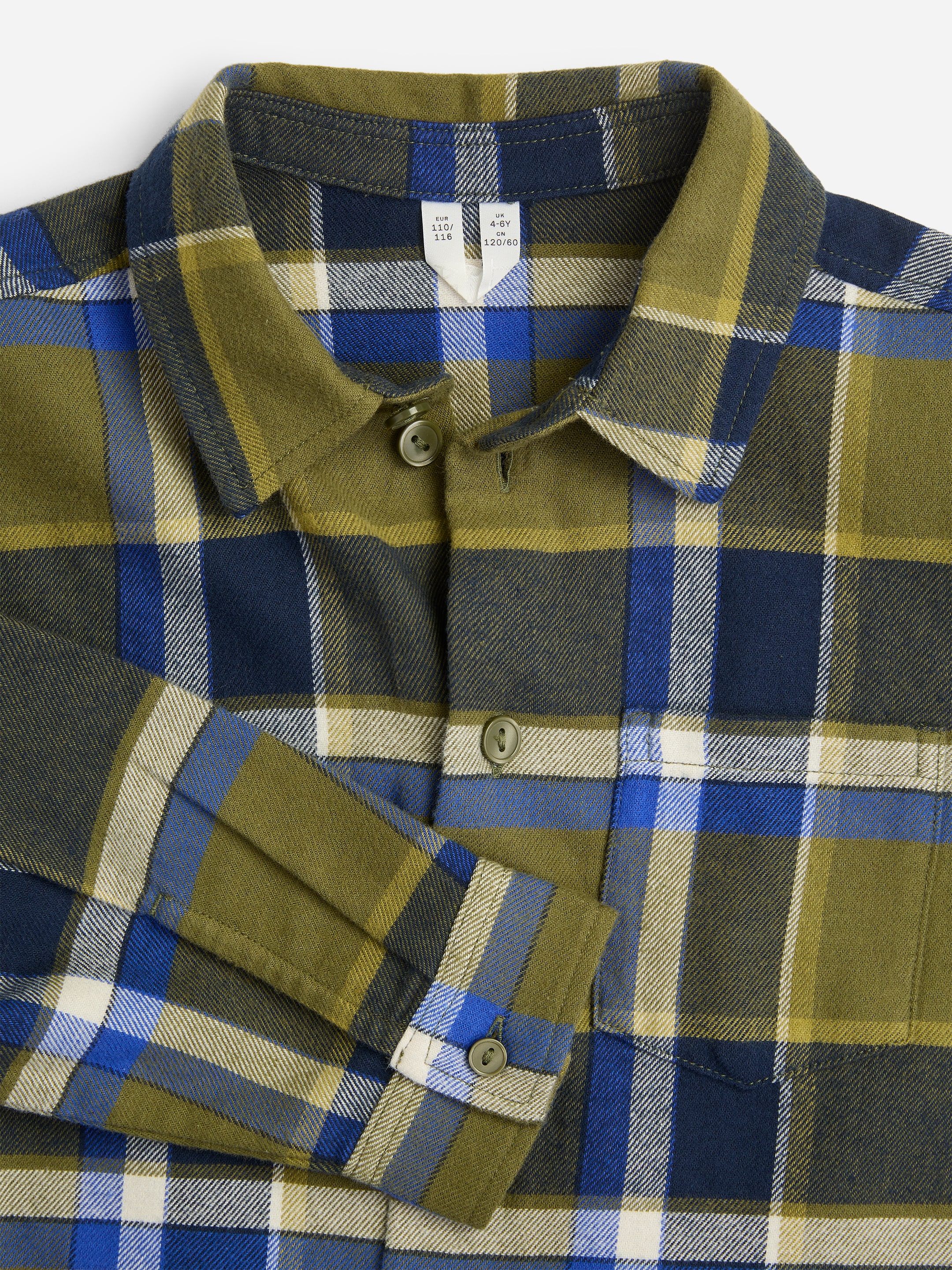 Flannel Overshirt - Khaki Green/Blue - Regular fit - children - StillMedia/DescriptiveDetail - 1