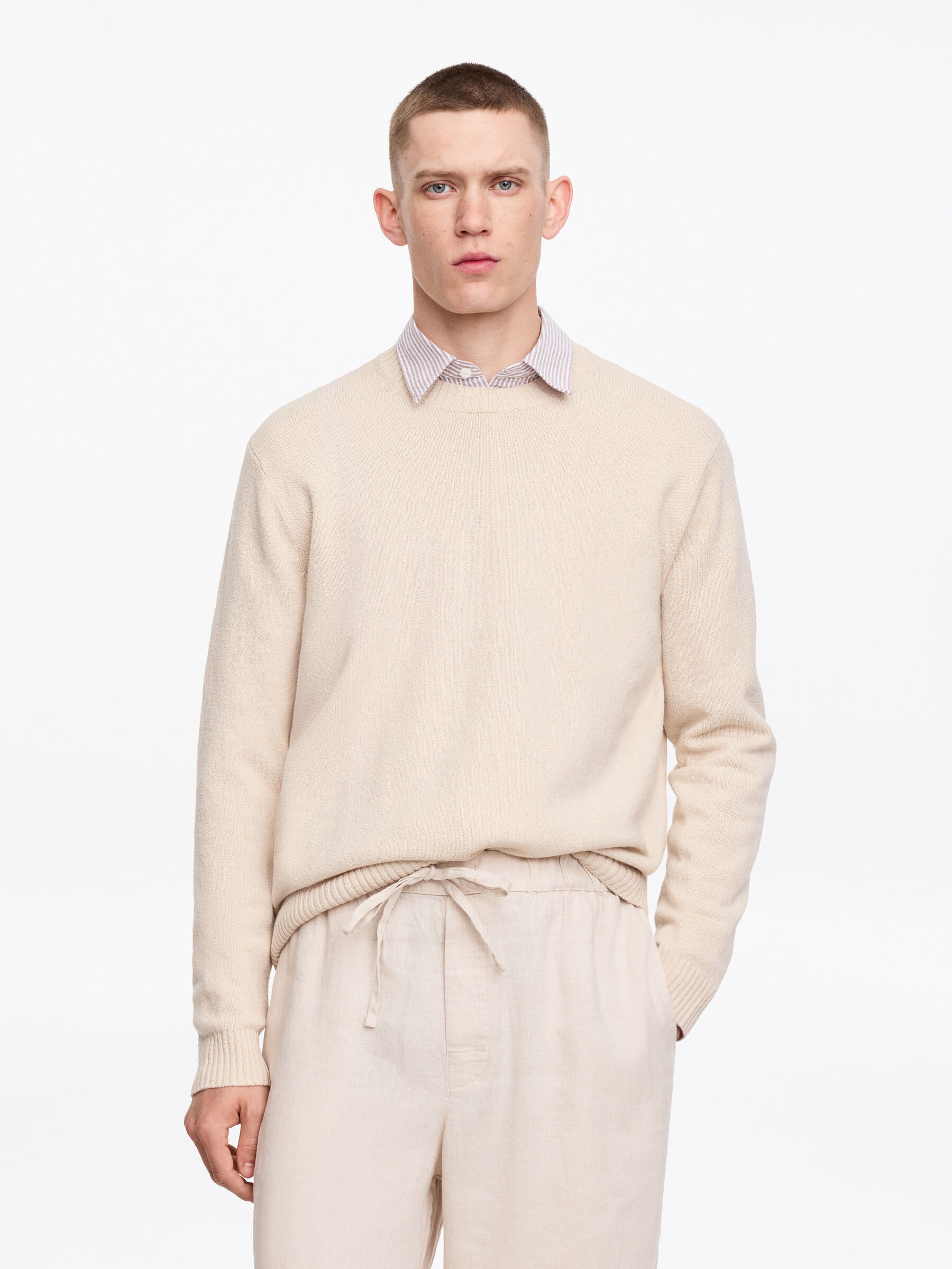 Jersey de lana y algodón-#E9E2D6-13781