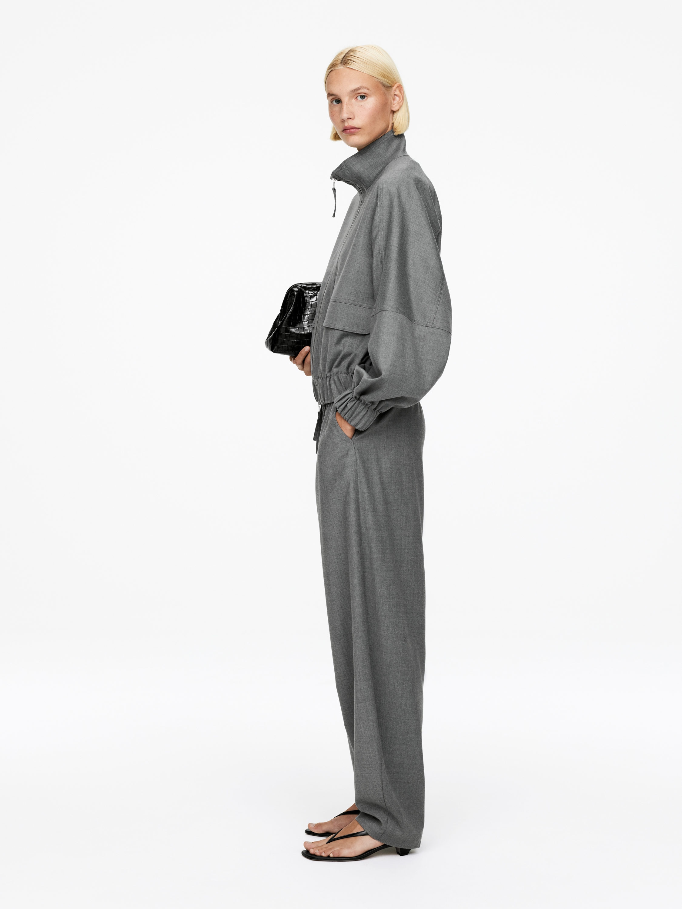 Wool-Blend Jacket - Dark Grey - Loose fit - Women - StillMedia/Lookbook - 3