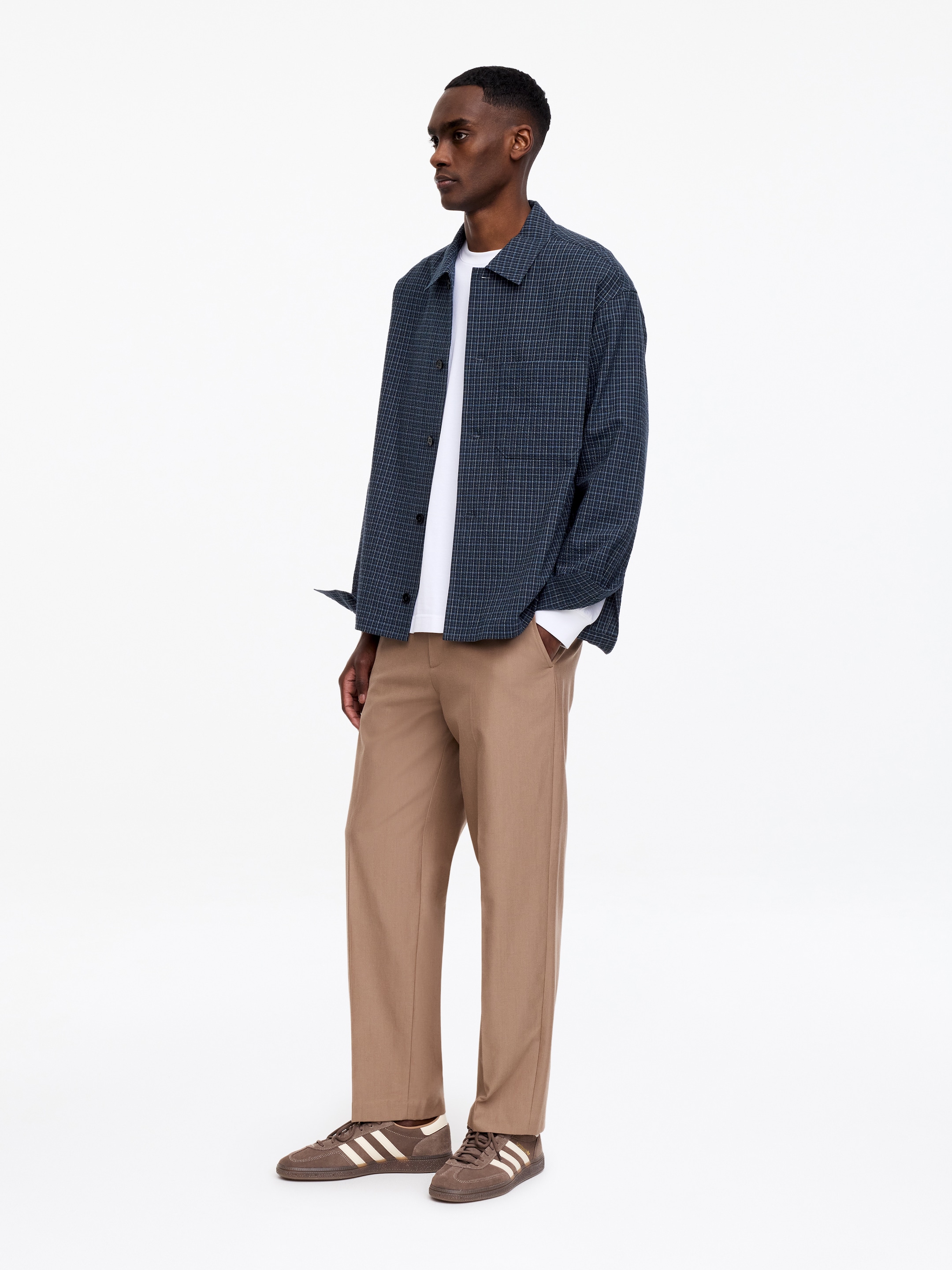 Relaxed Seersucker Shirt - Dark Blue/Checkered - Relaxed fit - Men - StillMedia/Lookbook - 4