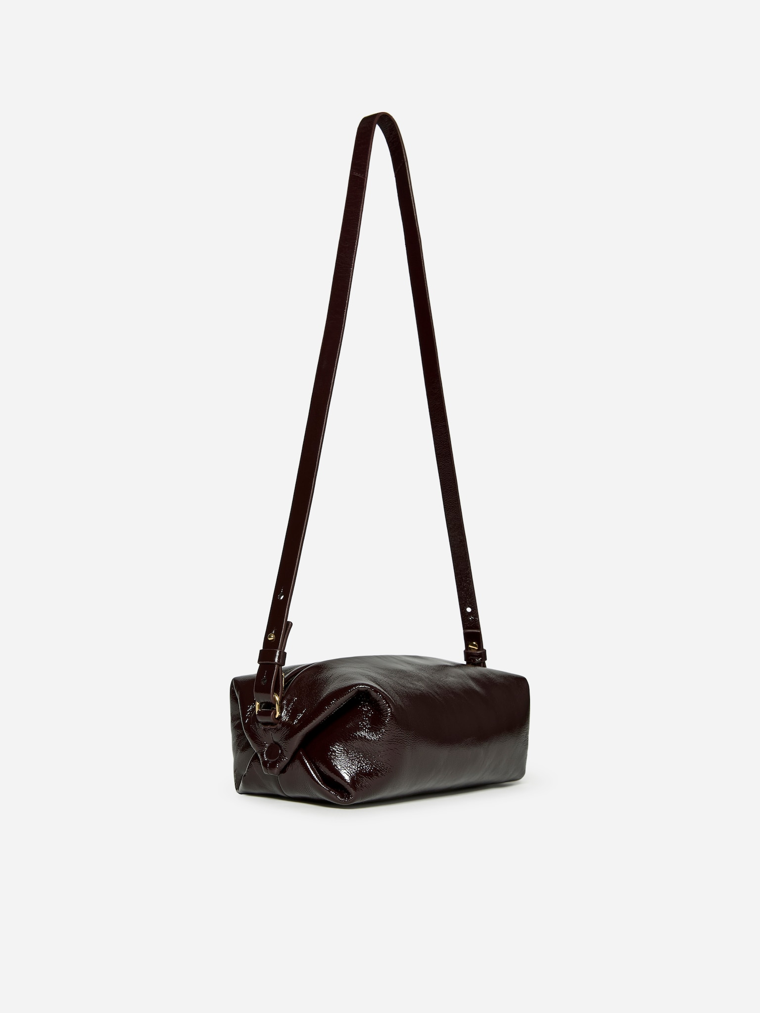 Lacquered Crossbody Bag - Burgundy - 7