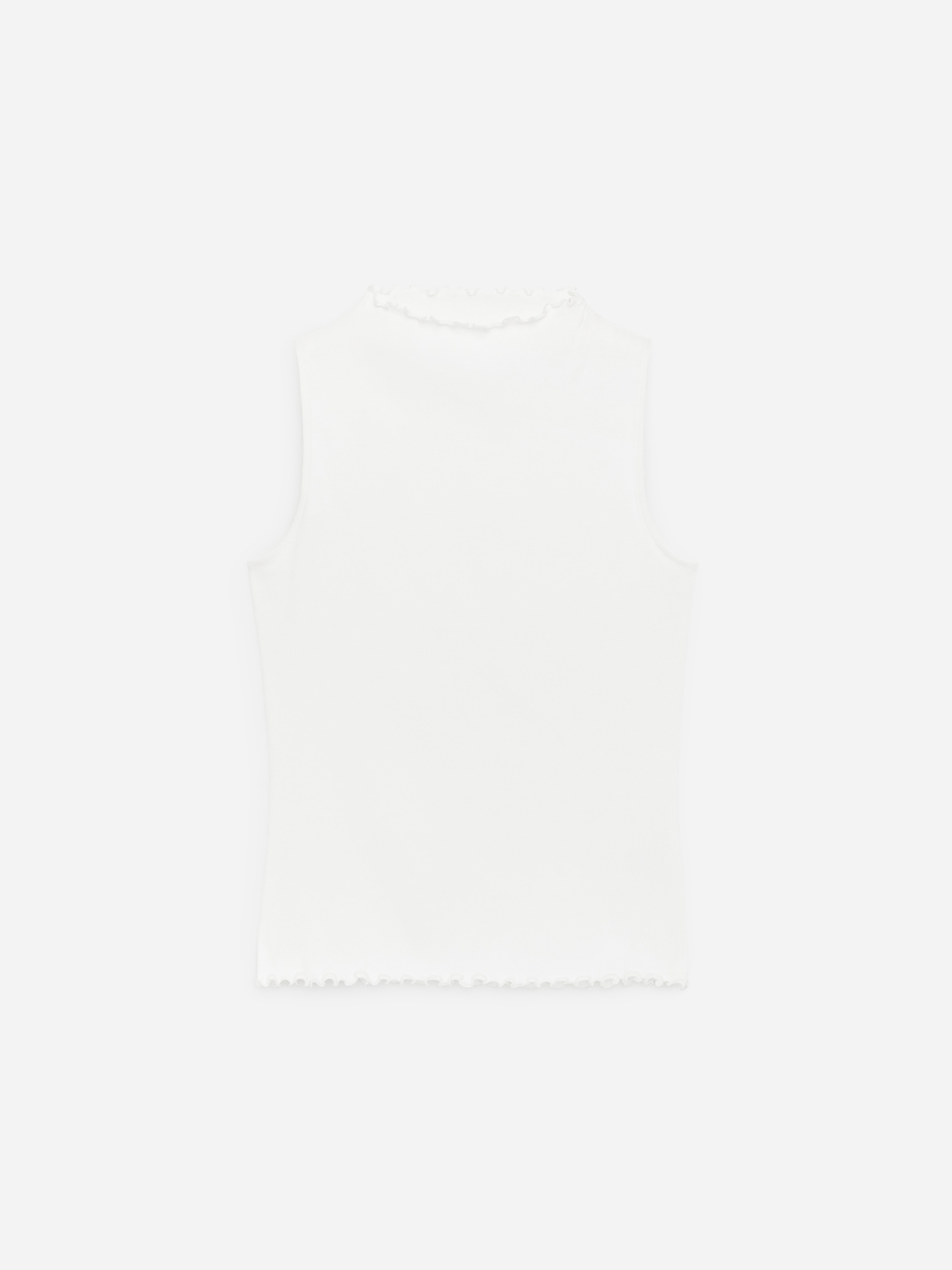 Ribbestrikket topp med halv polohals - Offwhite/Svart