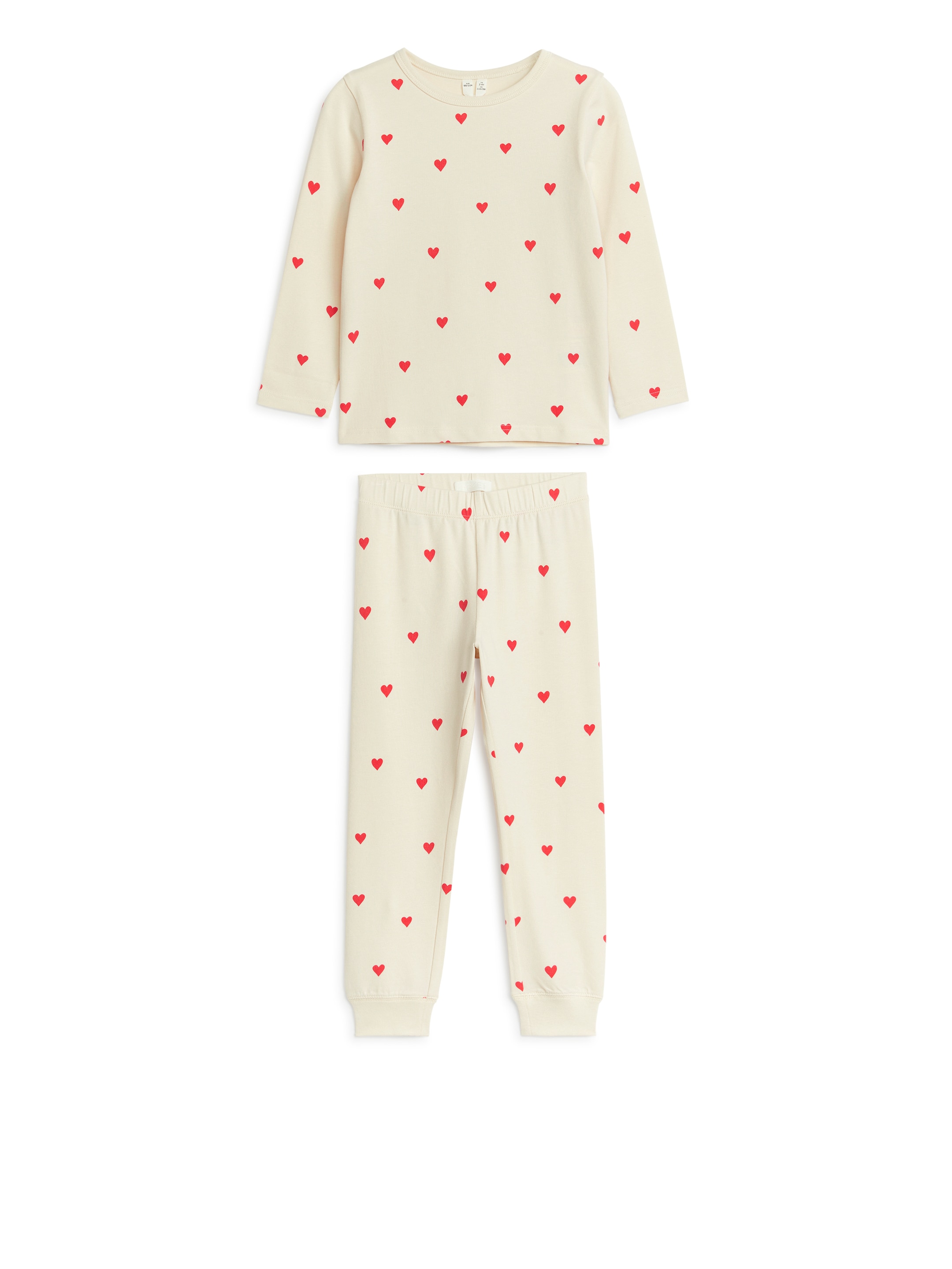 Trikåpyjamas - Beige/röda hjärtan - Regular fit - Children - StillMedia/DescriptiveStillLife - 2
