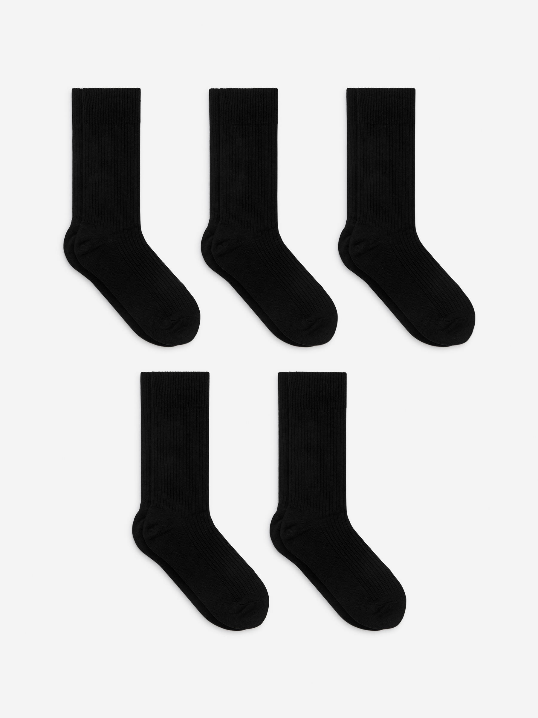 Supima Cotton Rib Socks 5 Pairs - Black - Men - StillMedia/DescriptiveStillLife - 5