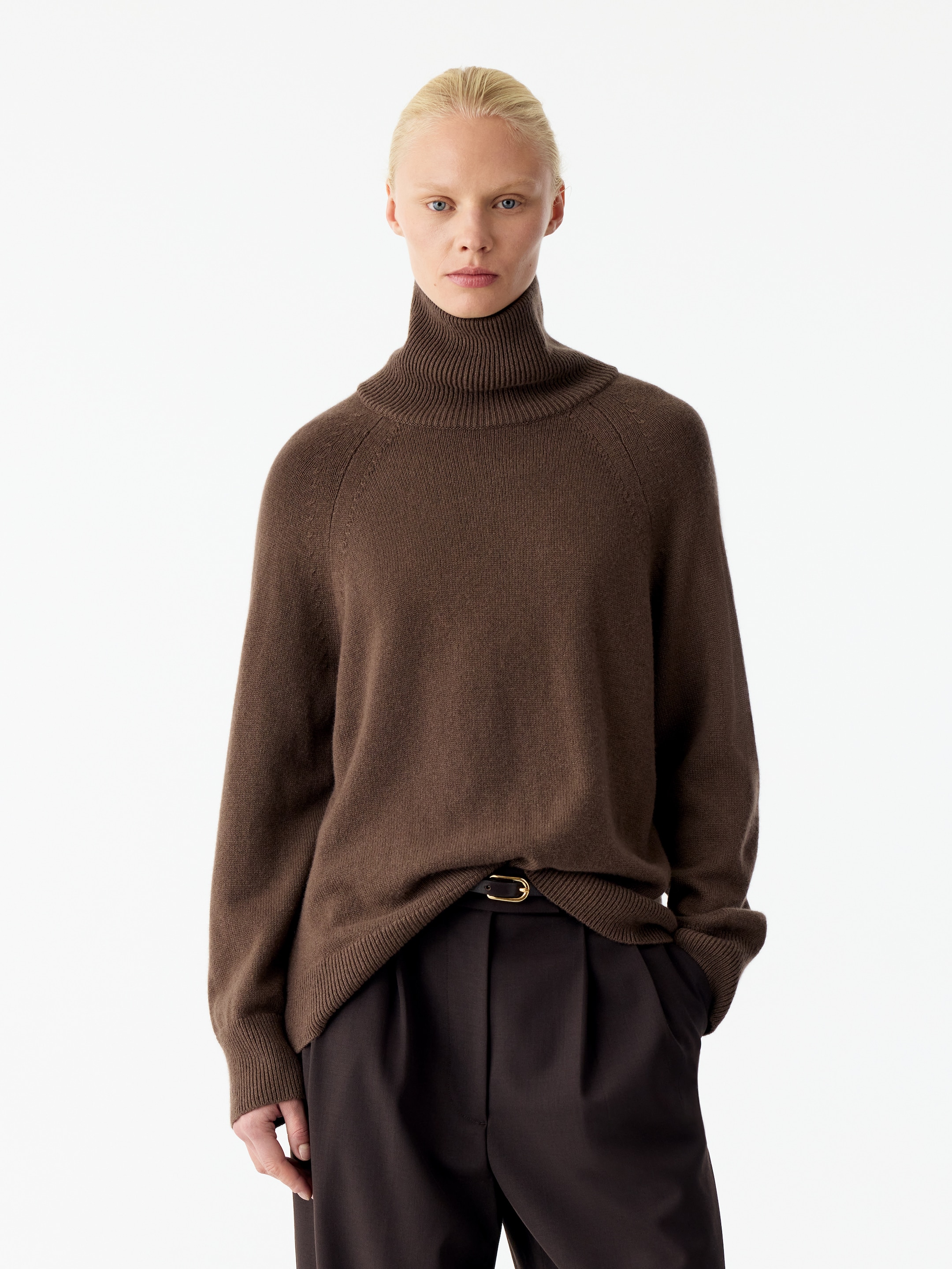 Pure Cashmere Roll-Neck Jumper-Beige-21470
