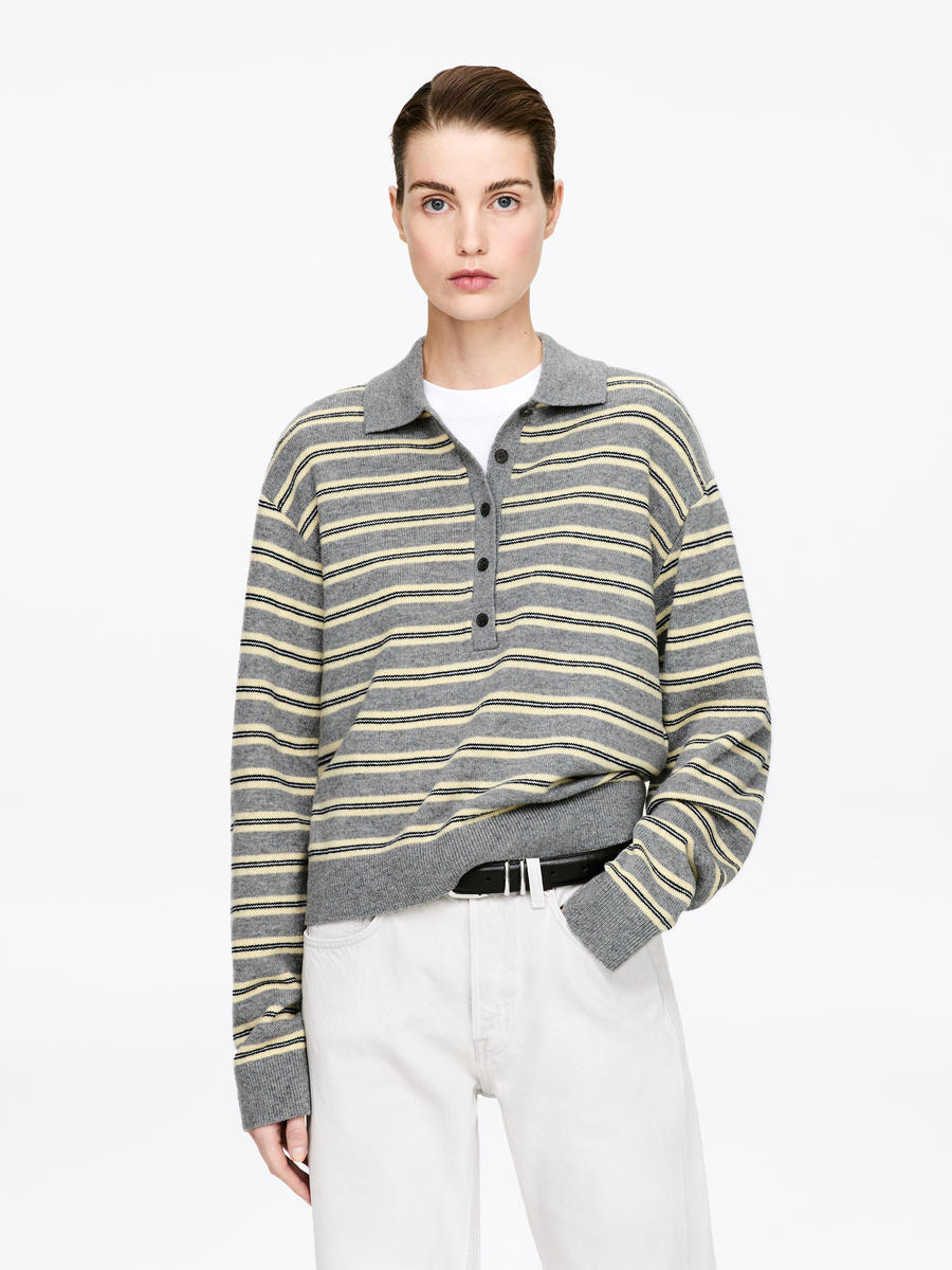 ARKET Women's  Wool Polo Jumper Yellow,  size L