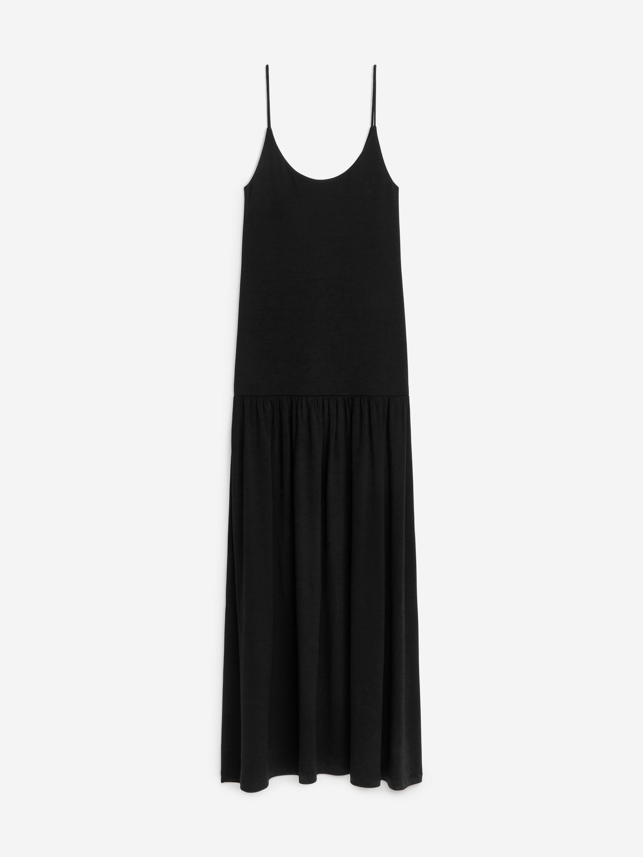 Scoop-Neck Jersey Dress-Black-7916