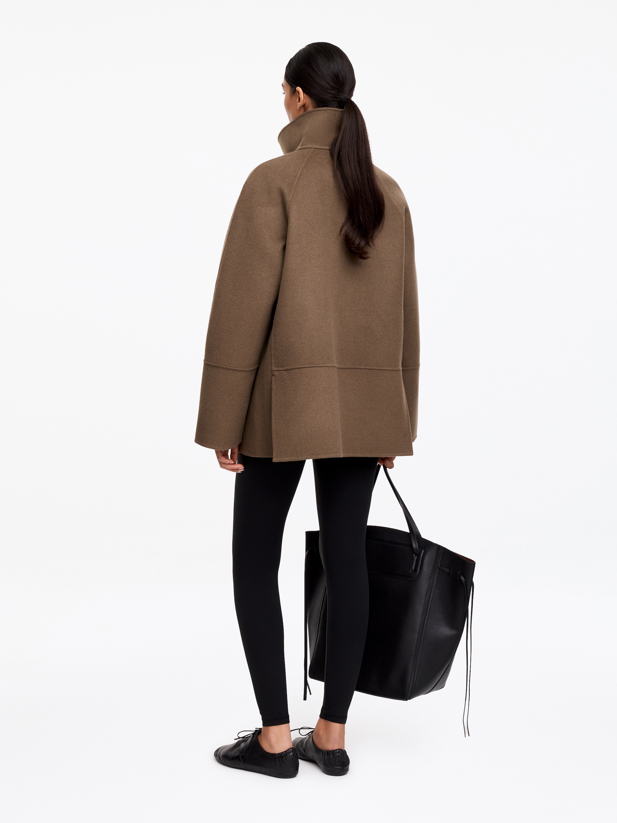Veste en laine mélangée double face - Taupe foncé - Relaxed fit - Femme - StillMedia/Lookbook - 2