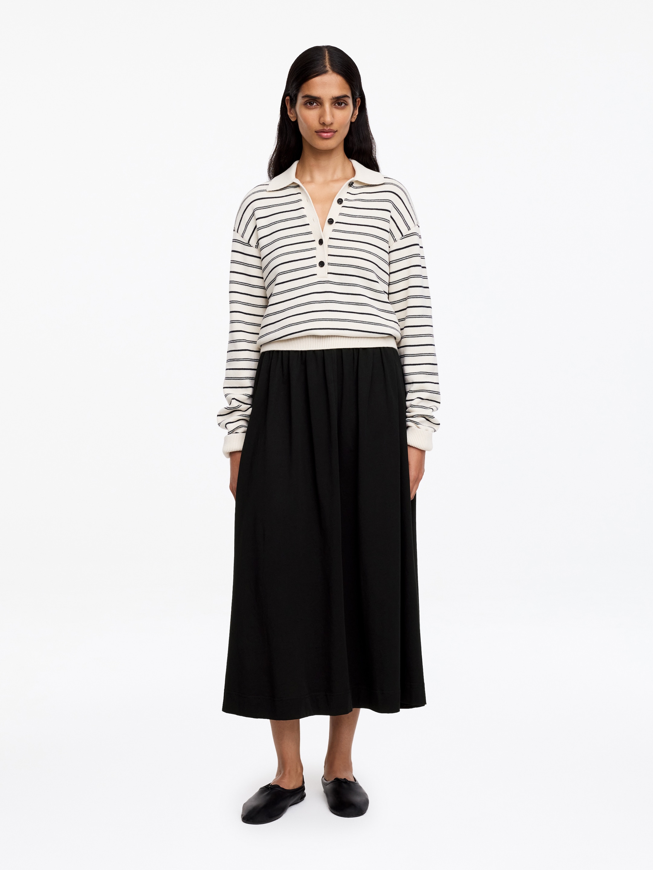 A-Line Midi Skirt-#525252-19214