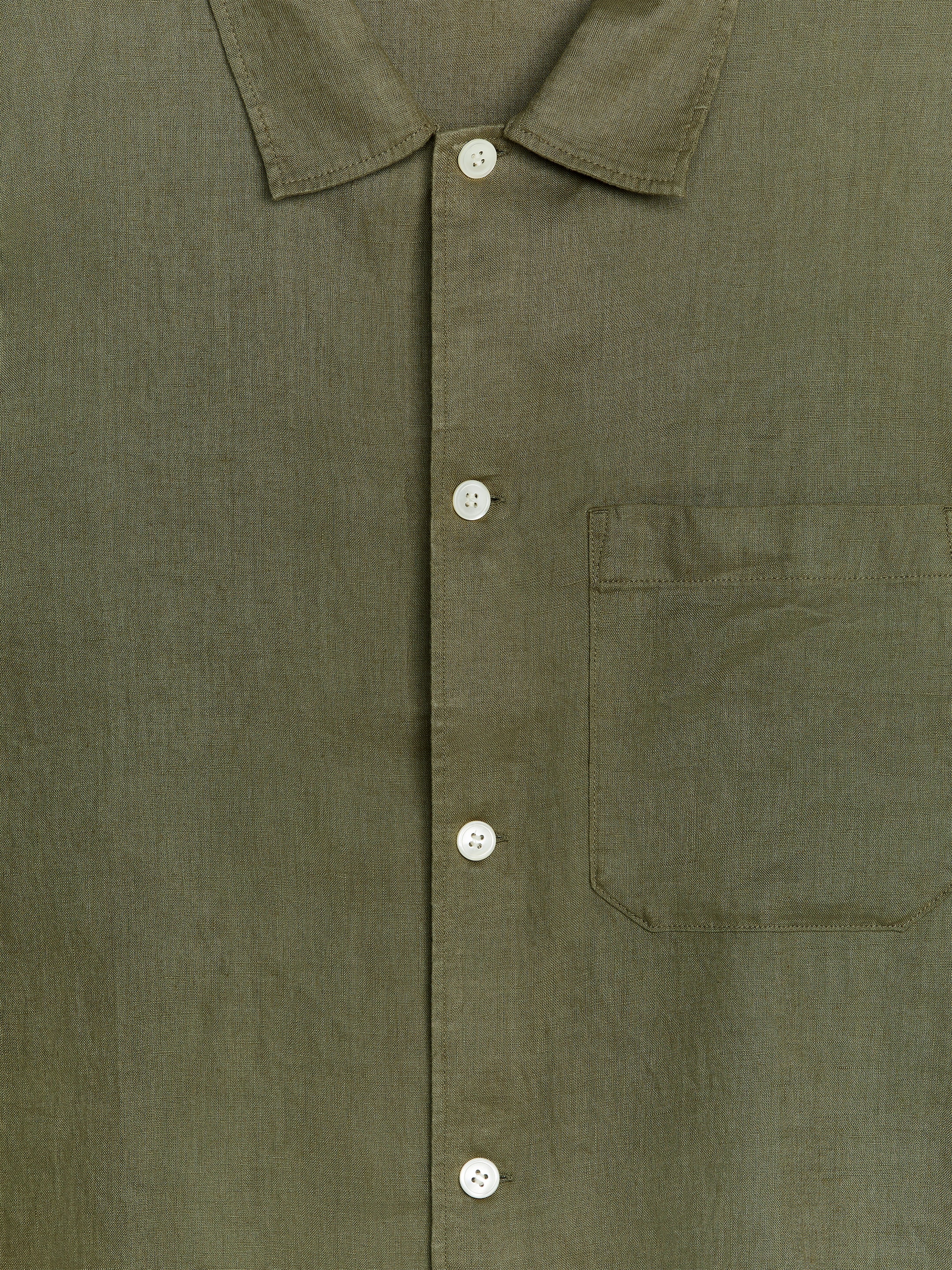 Linen Shirt - Dark Khaki Green - Regular fit - Men - StillMedia/DescriptiveDetail - 8