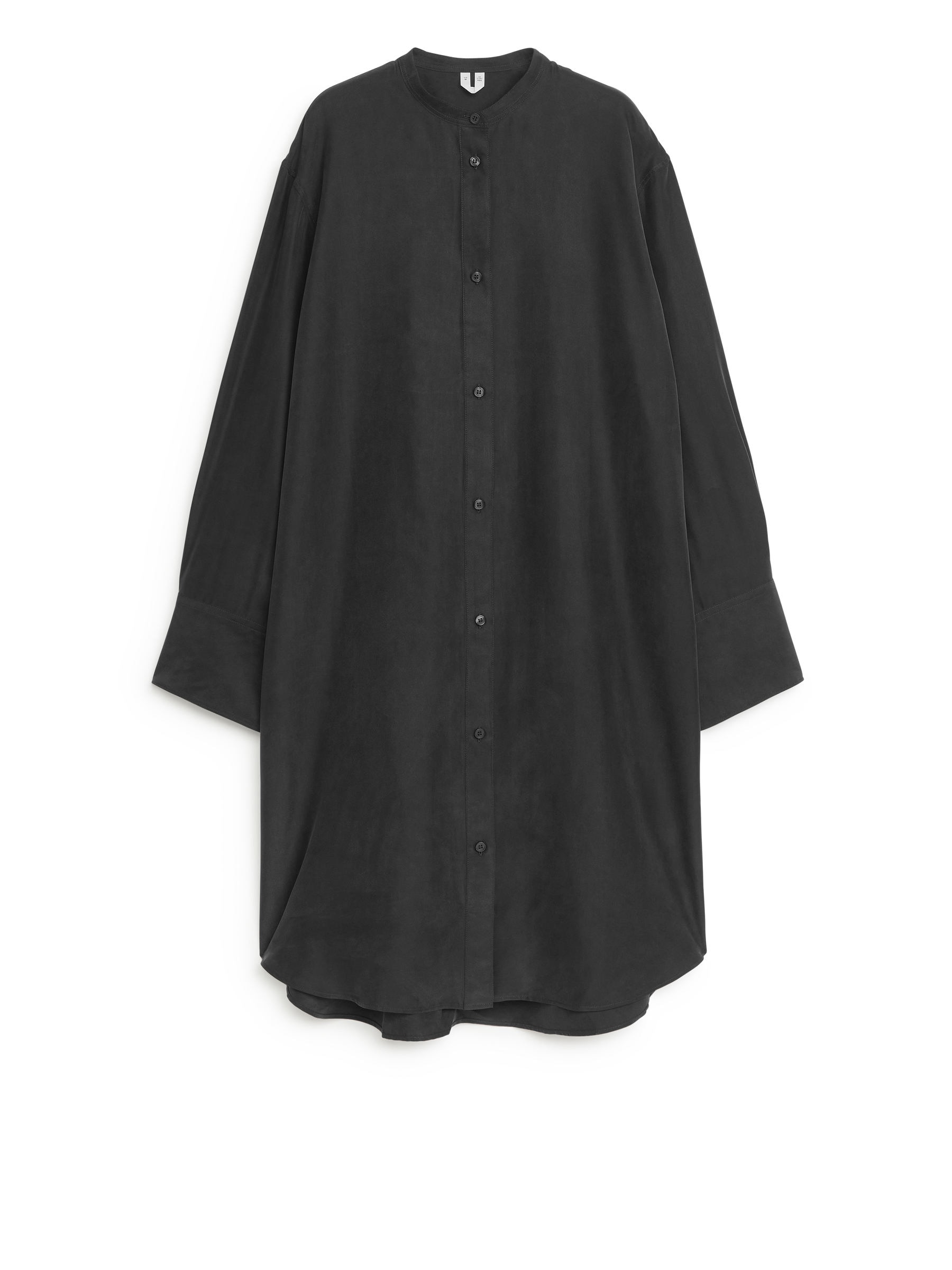 Long Silk Shirt-Black-7998