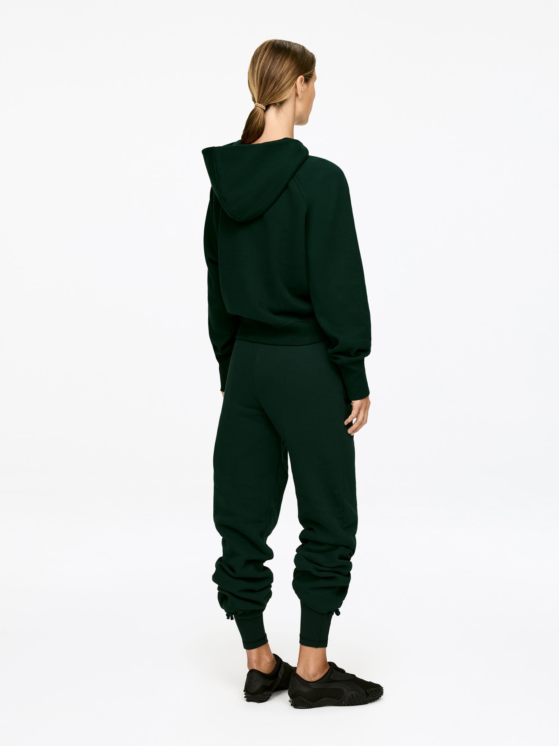 Half-Zip Hooded Sweatshirt - Dark Green - Regular fit - Women - StillMedia/Lookbook - 4