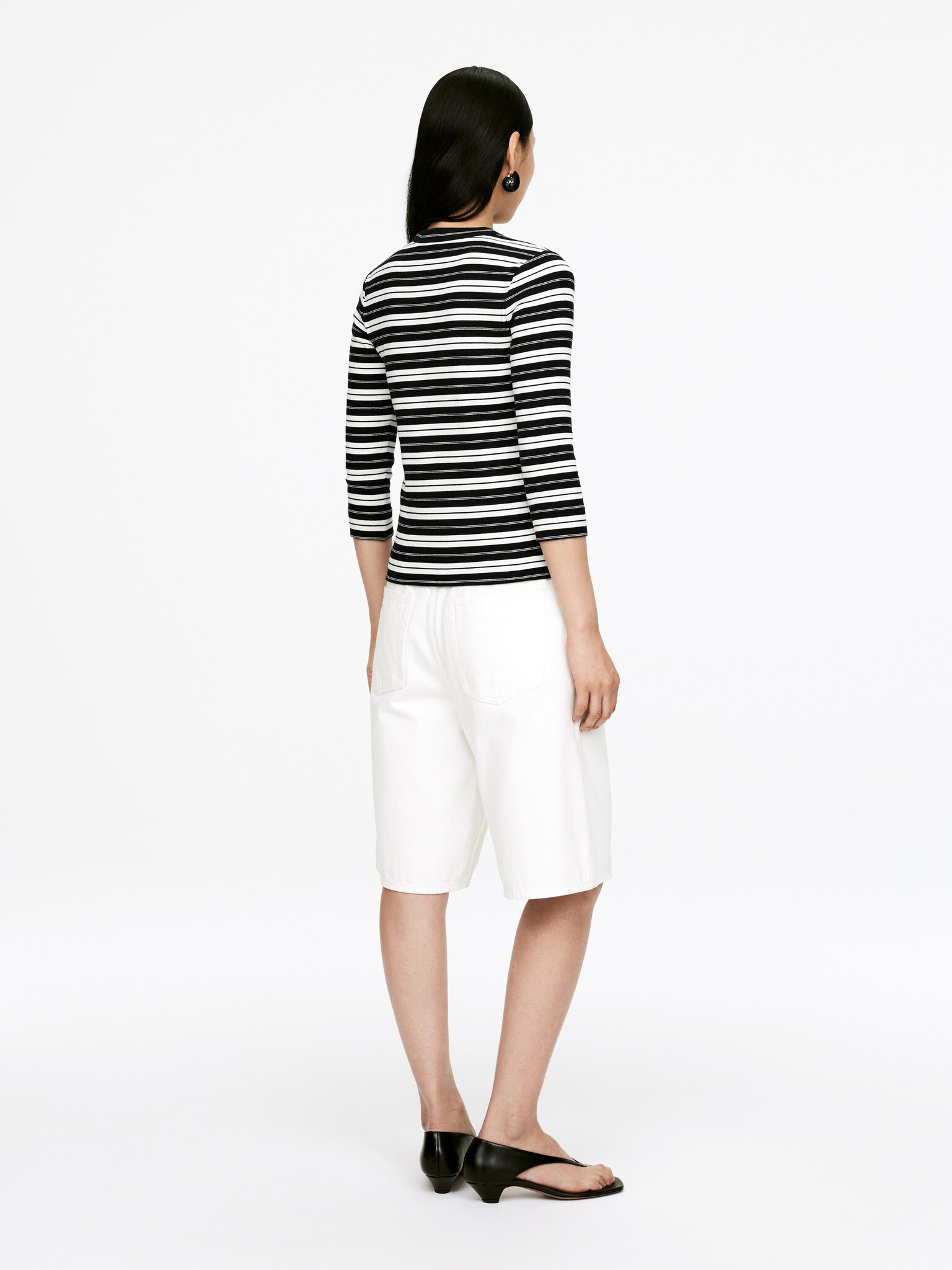 Geribbelde top - Zwart/wit - 3