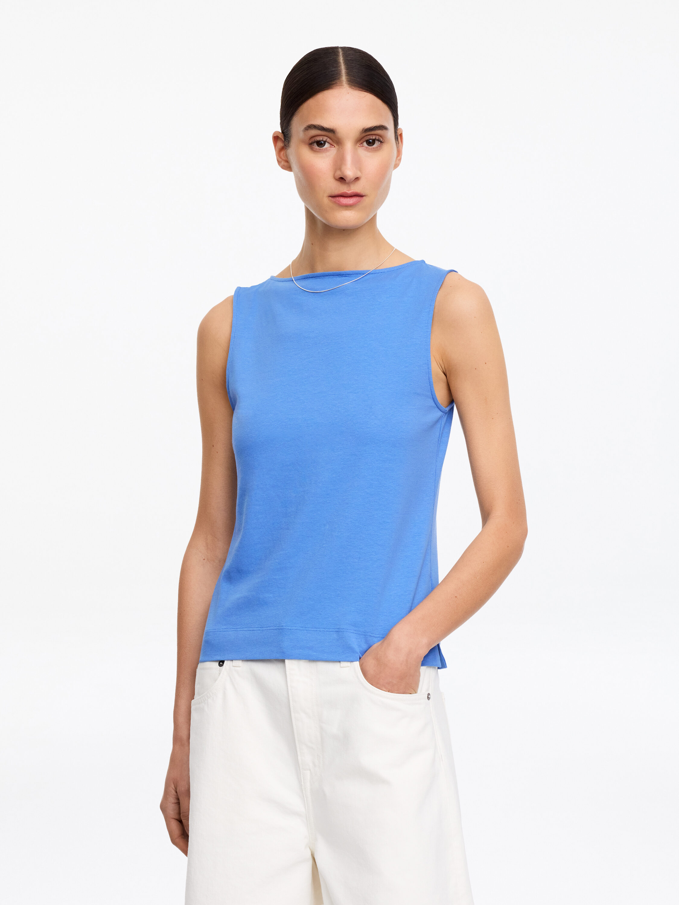 Boat Neck Tank Top – Blue – Women – ARKET EU