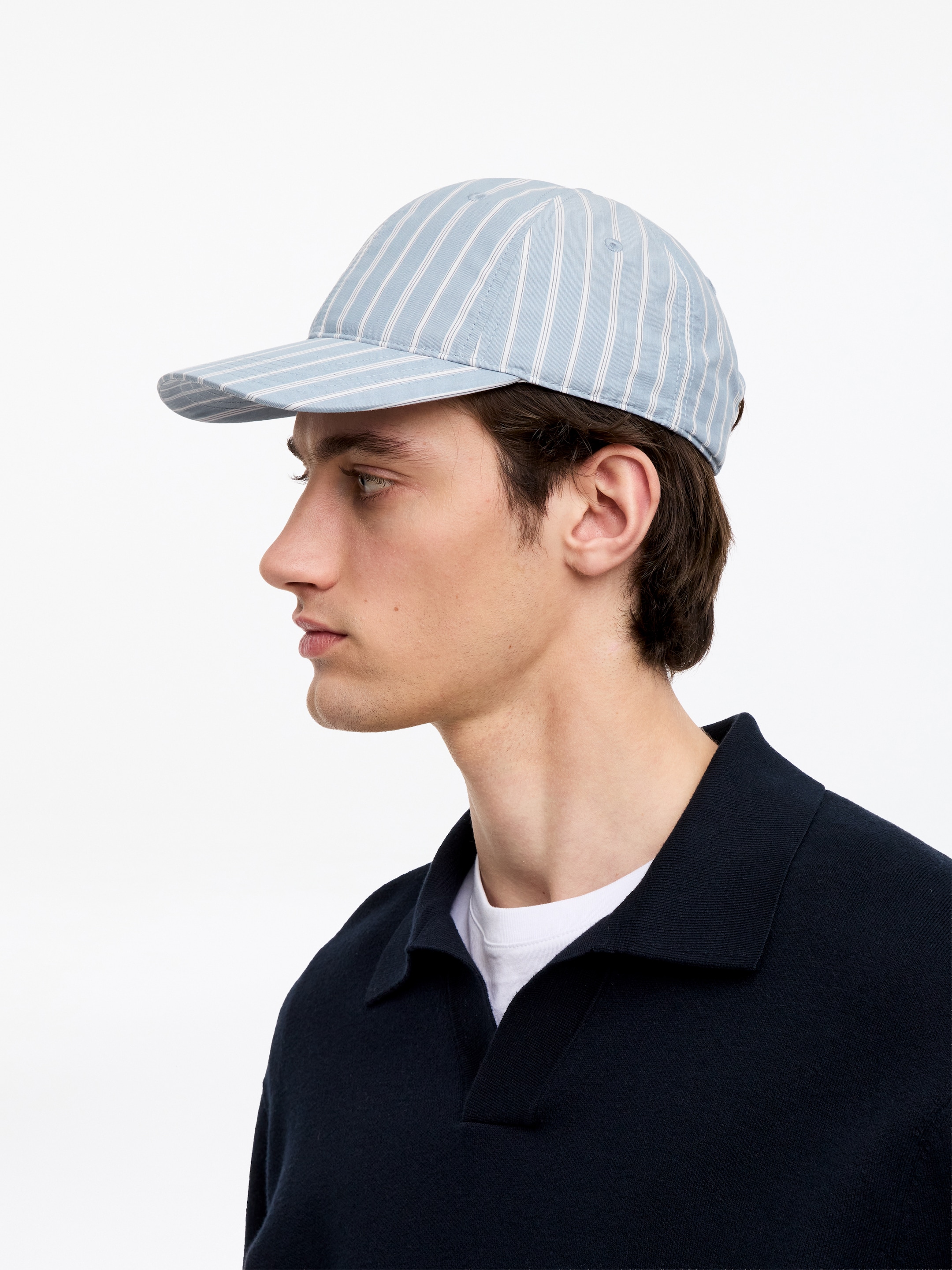 Keps i bomullspoplin - Ljusblå/randig - Men - StillMedia/Lookbook - 5