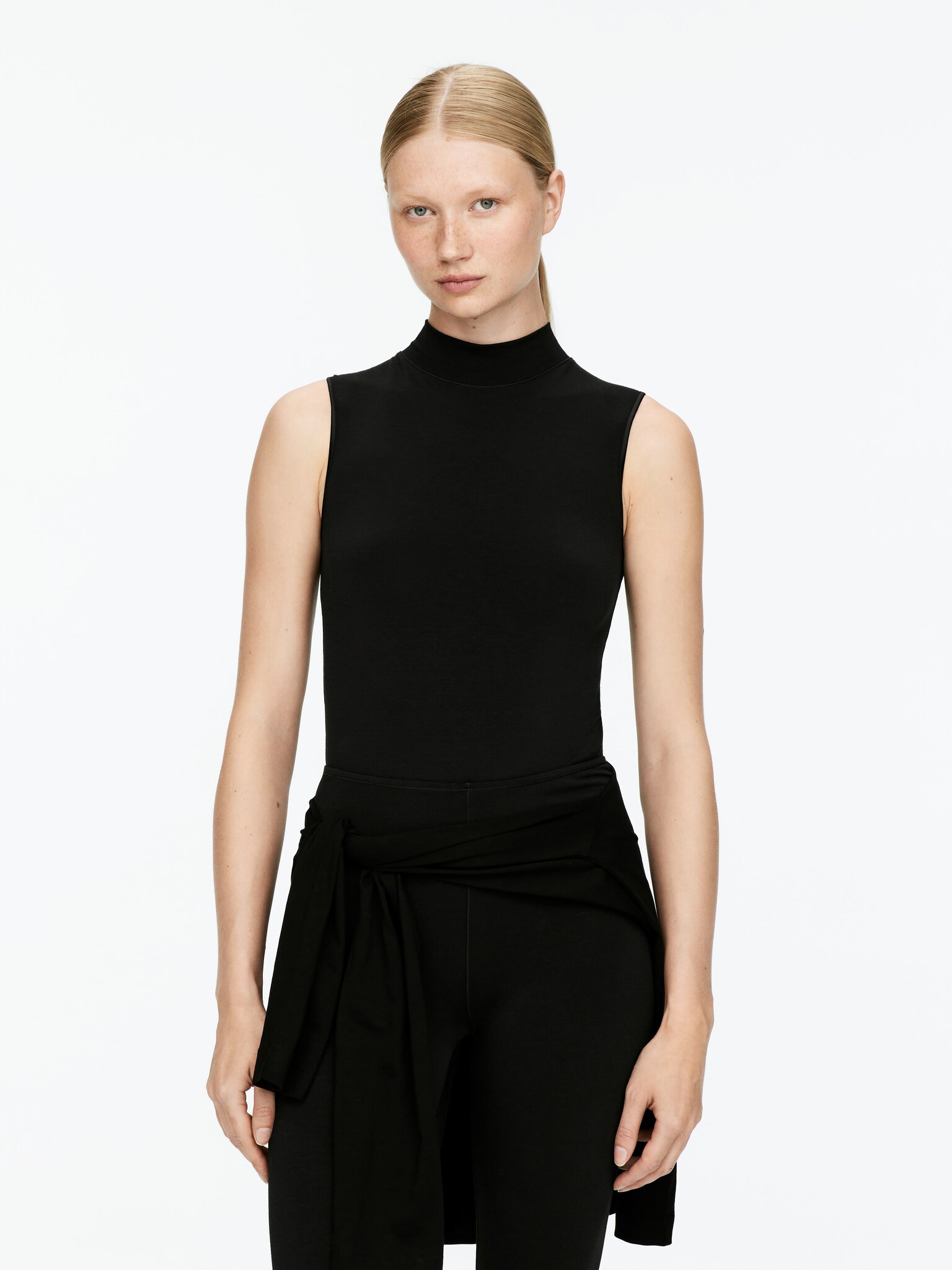 Bodi elástico de cuello alto - Negro