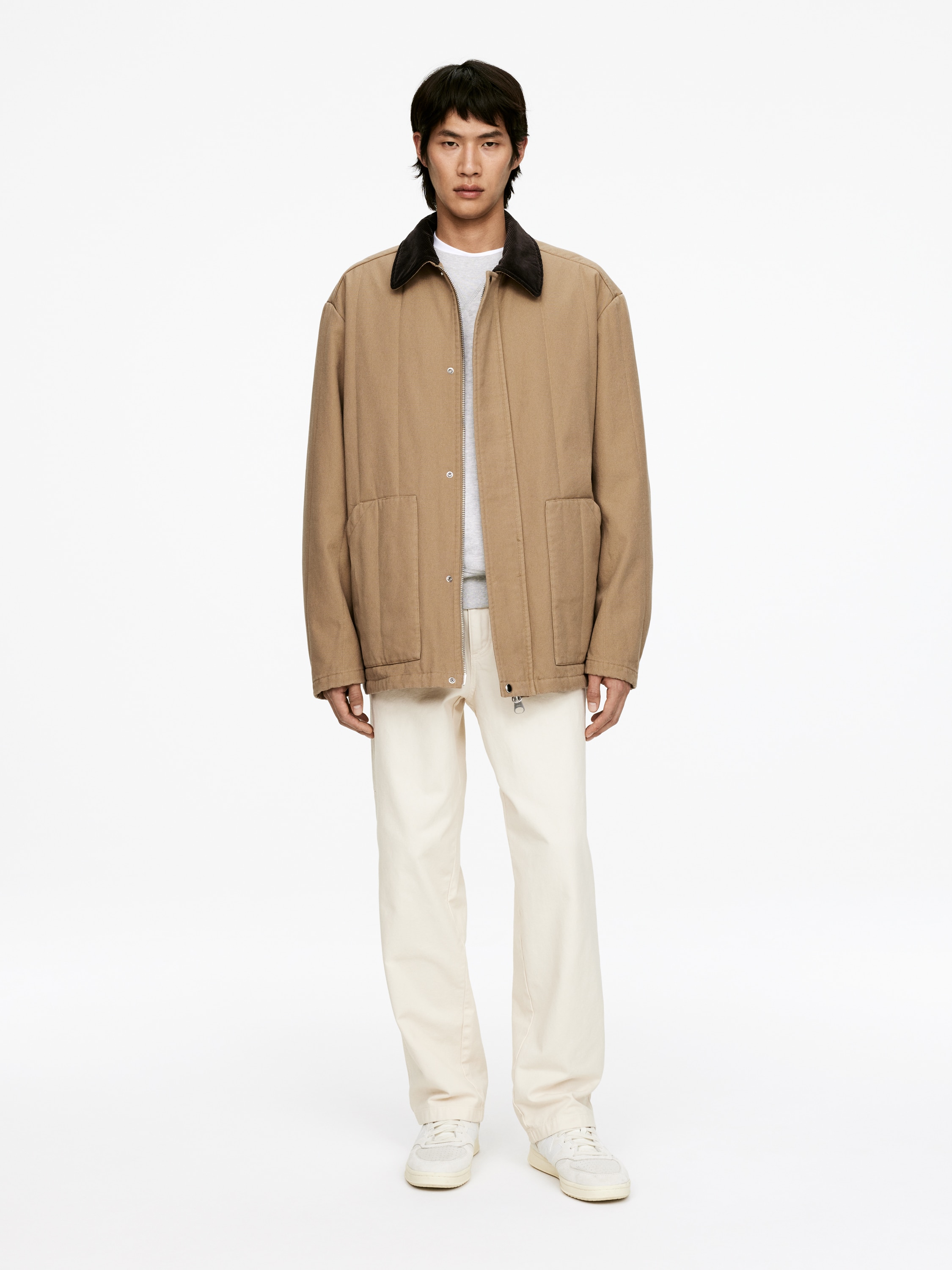 Vattert kanvasjakke - Mørk beige