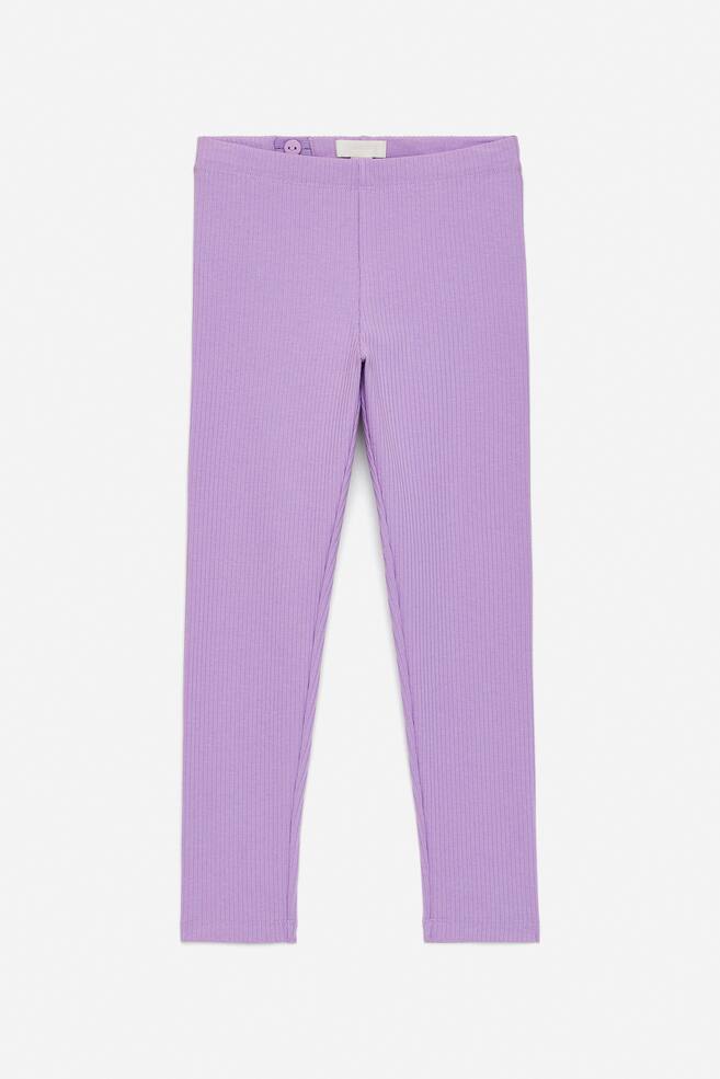 Legging en jersey côtelé - Mauve/Bleu vif/Noir - 1