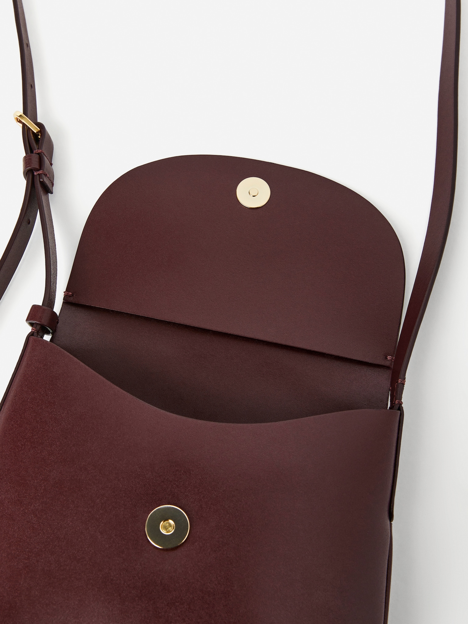 Leather Crossbody Bag - Dark Red/Black - 3