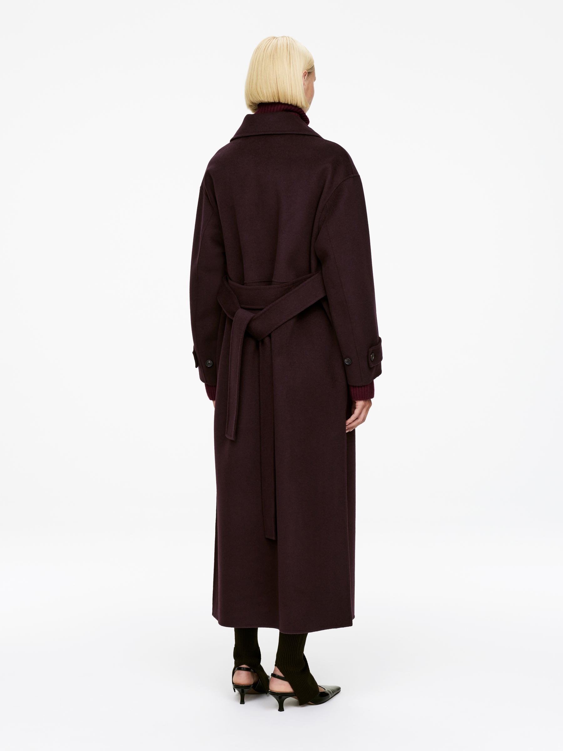Wool-Blend Funnel-Neck Coat - Burgundy - Oversized - Women - StillMedia/Lookbook - 7